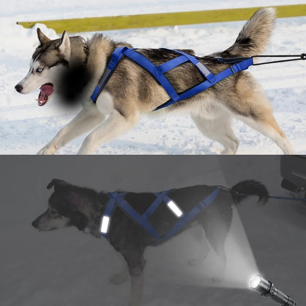 Outdoor Reflective Dog Sled Harness Waterproof Large Dog Sled Harness Pet Training Rally Harness Dog Ski Harness Alaskan Husky Ski Harness,Yellow,Xl image number 4