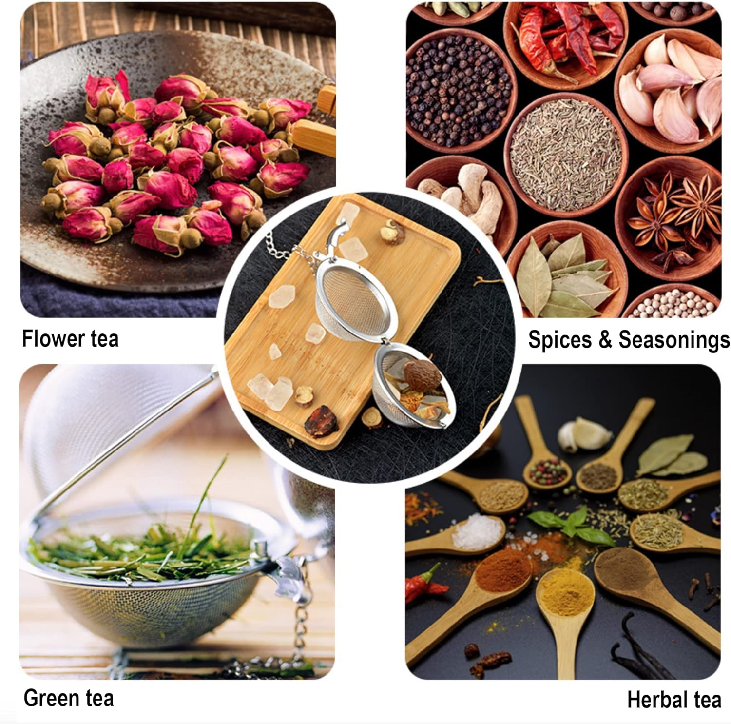 2Pcs Tea Infuser, Tea Strainers for Loose Tea, Gold Plated Enamel Moon Star Celestial Charm Pendant Tea Ball Set Loose Tea Steeper Gifts for Women image number 5