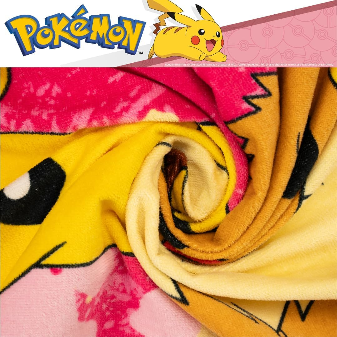 Franco Pokemon Girl Anime Kids Super Soft Cotton Bath/Pool/Beach Towel, 58 in X 28 In, (Officially Licensed Product)