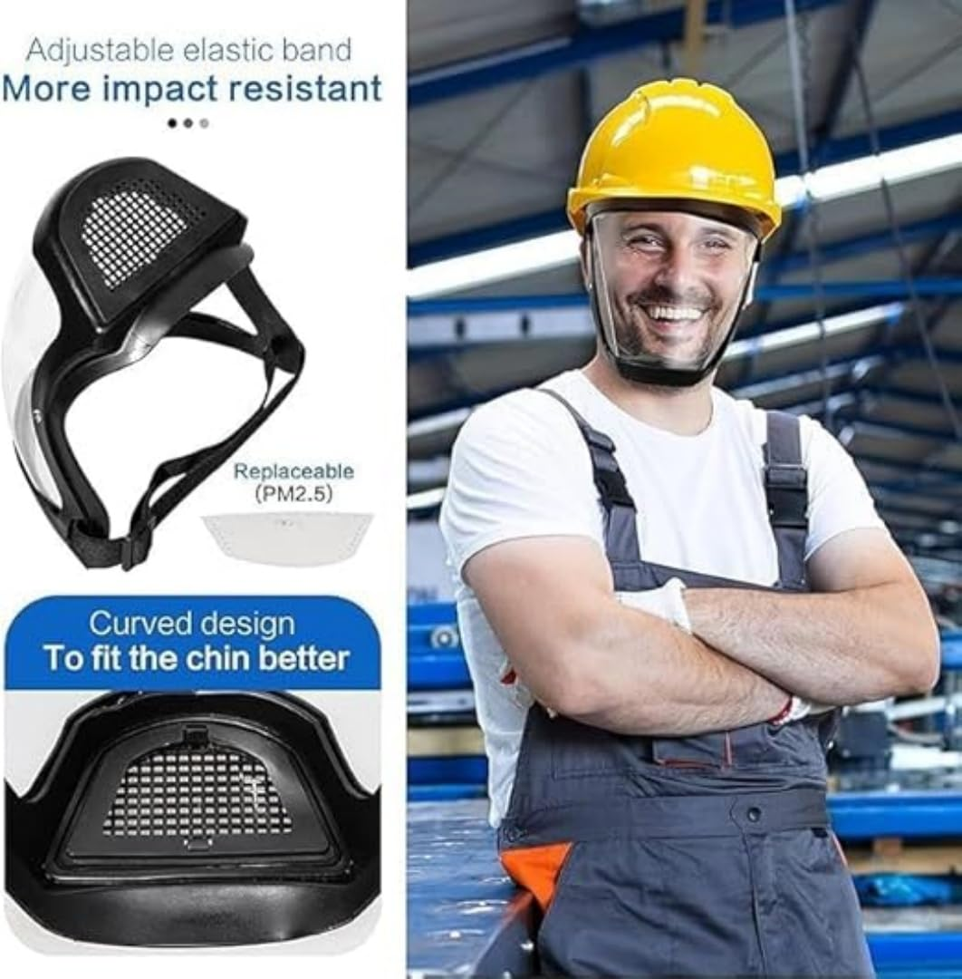 Anti-Fog Protective Full Face Shield, Adjustable Full Face Protective Shield Visor, HD Reusable Face Protective，Grinding Shield Face Mask for Eye and Face Protection, Super Lightweight Hd(Black) image number 1