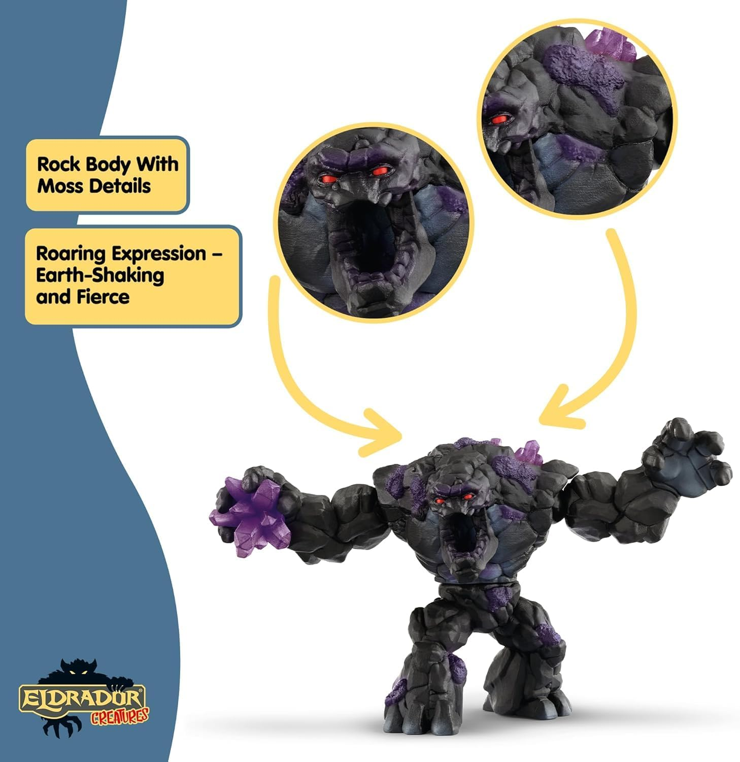 Schleich Eldrador Creatures - 9' Shadow World Stone Monster Toy with Crystal Set - Cool Movable Monster Action Figure for Boys and Girls - Fantasy Rock Beast Figurine - Durable Toys for Kids Ages 7+ image number 2