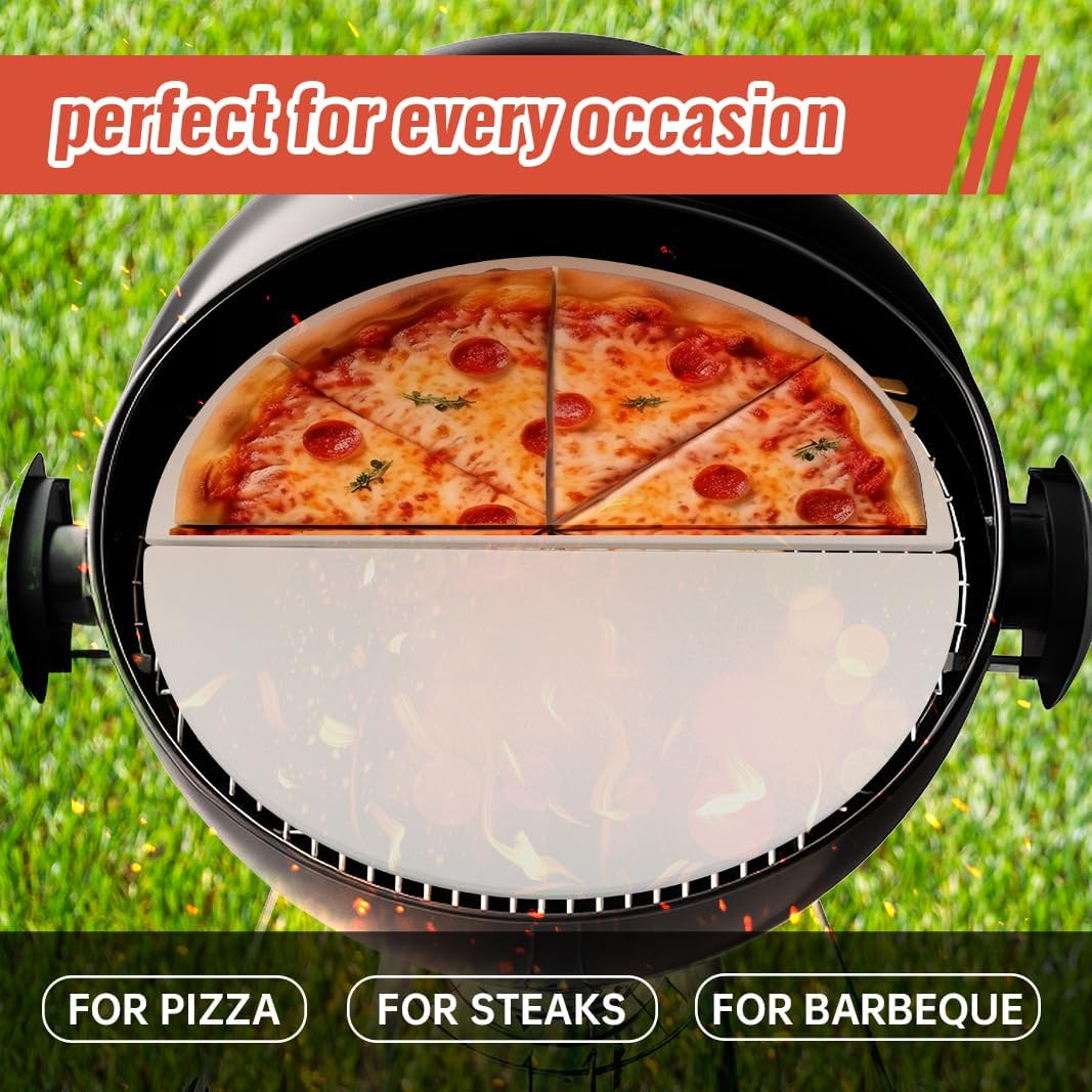 15 Inch Half Moon Ceramic Heat Deflector Plates for Kamado Joe Classic I, II, Iii,Big Green Egg Grill Parts, 2-Pack,White image number 4