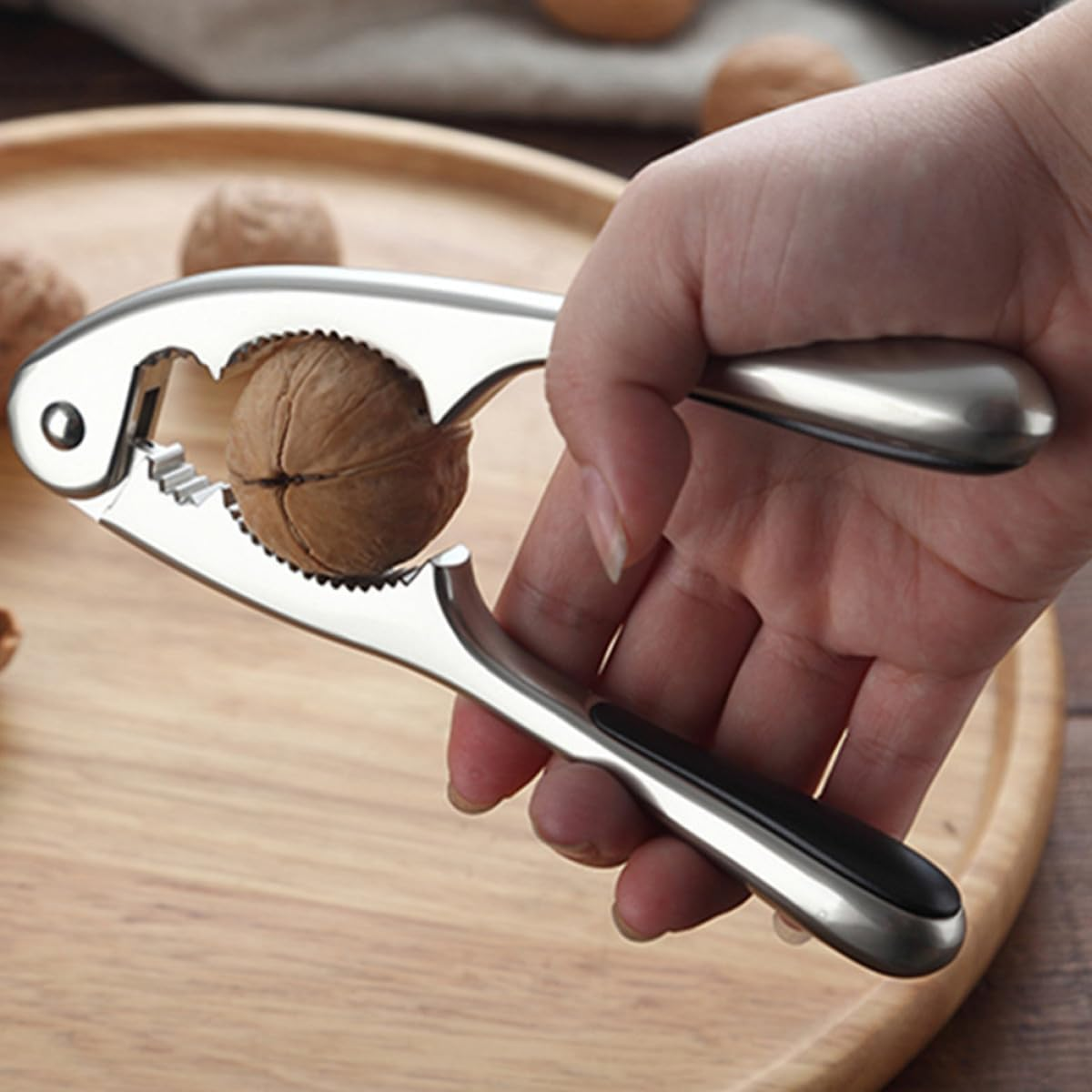 SHINEOFI Multifunctional Walnut Cracker Tool with White Matte Nickel Finish, Handheld Nutcracker for Walnuts, Pecans, Crab Legs, and Seafood, Kitchen Shelling Gadget for Easy Nut and Crab