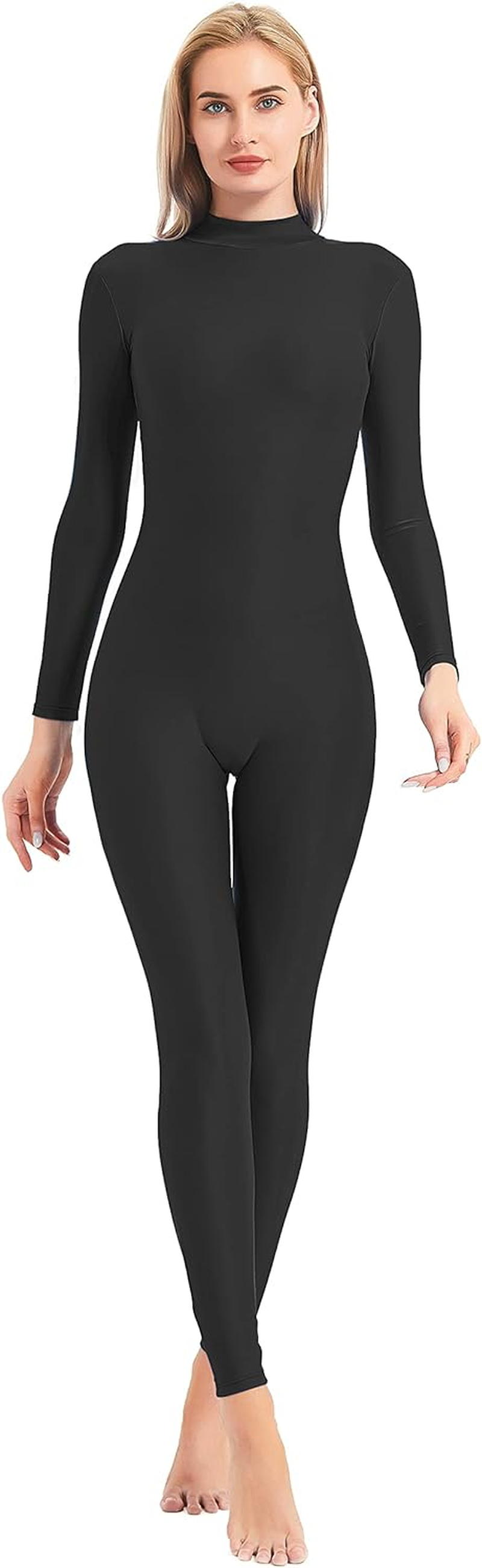 Speerise Adult High Neck Zip One Piece Unitard Full Body Leotard Bodycon Jumpsuit for Women