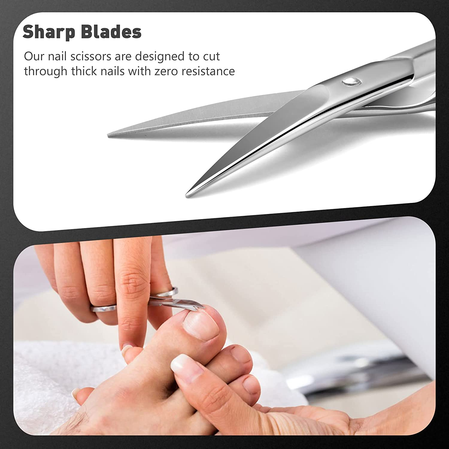 BEZOX Nail Scissors with Sharp Curved Blade - Nail Maintenance Toenail and Fingernail Scissor with Ergonomic Design for Men & Women image number 1