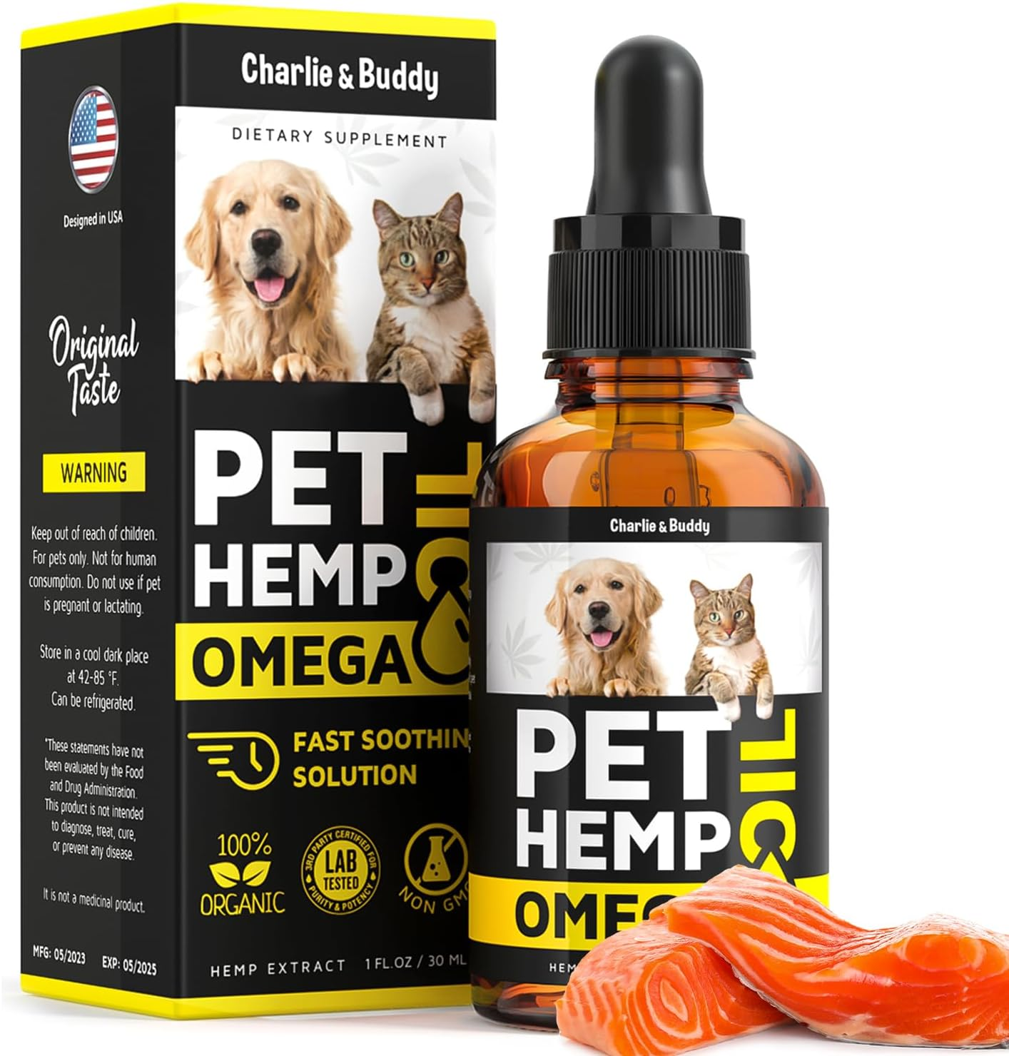 Charlie&Buddy Hеmp Oil for Dogs - Omega 3,6,9 for Skin, Coat, Anxiеty Relief and Jоint Pаin image number 1