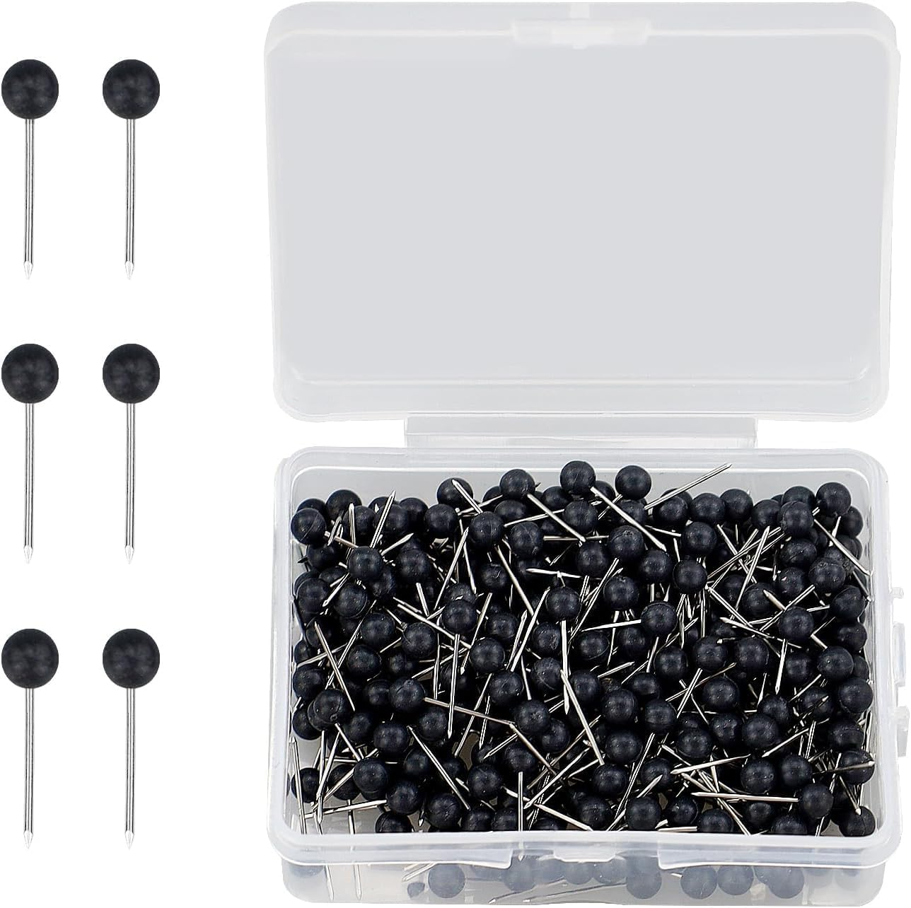 Map Tacks Small round Head Push Pins, 1000Pcs Marking Pins for Maps, Thumb Tacks with Plastic Head, Mixcolor