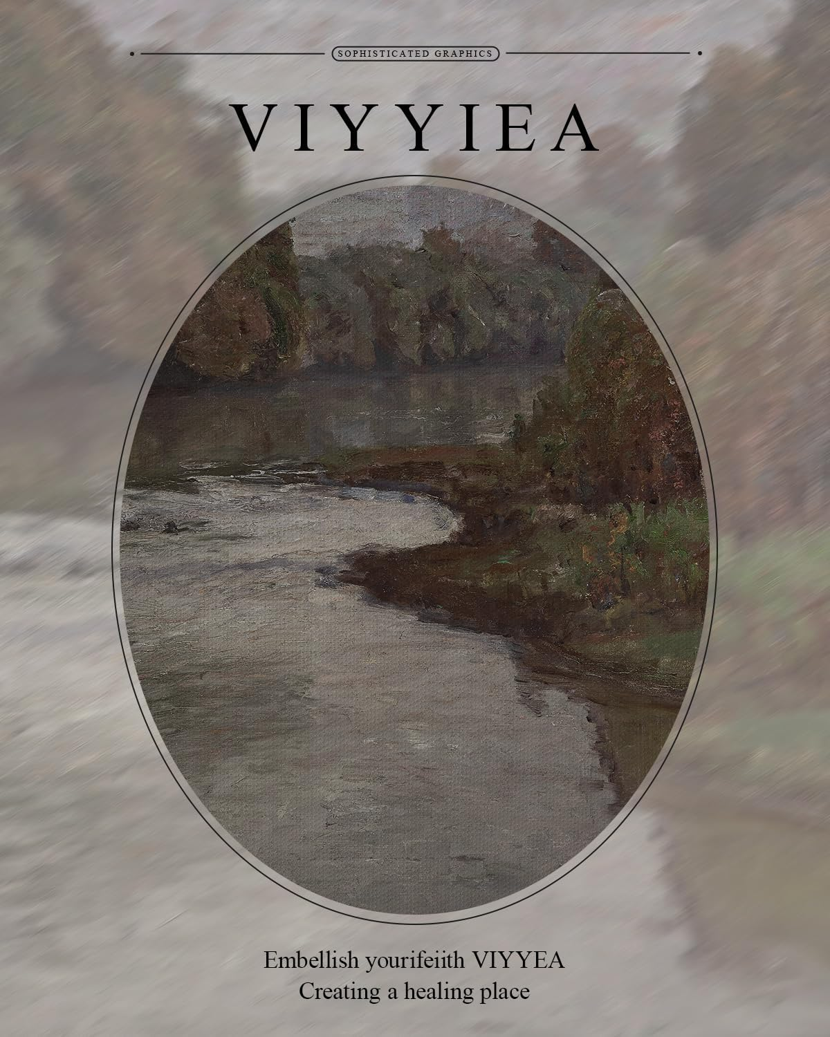 VIYYIEA Vintage Gold Framed River Wall Art, Bedroom Living Room Nature Scenery Picture Wall Decor, Canvas Prints, Antique Frame Landscape Paintings Home Classic Decor,11X14 Inch image number 7