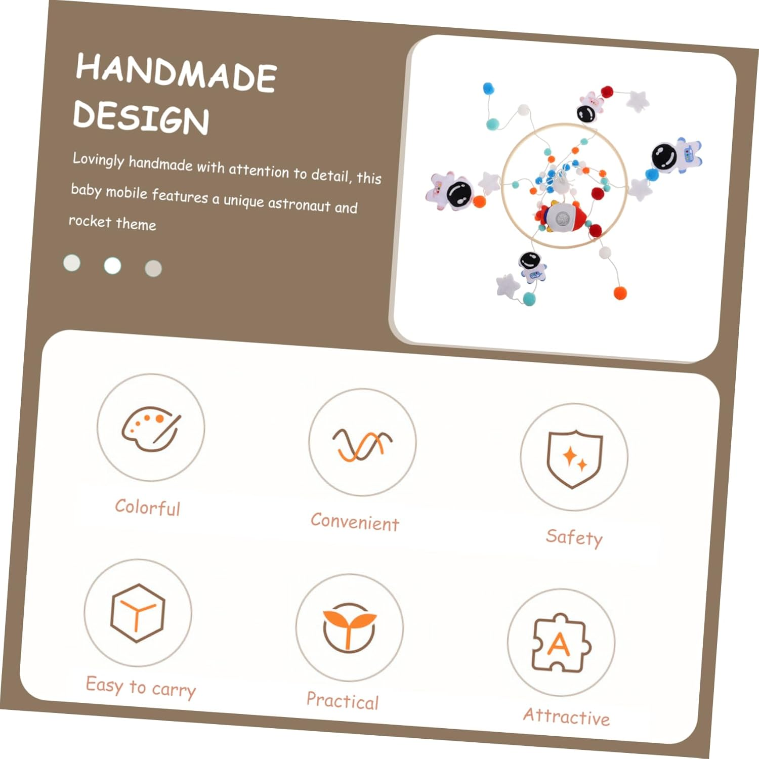 Space Nursery Mobile Astronaut Rocket Crib Hanging for Decoration for Cribs Strollers Bed Accessory for Shower image number 2