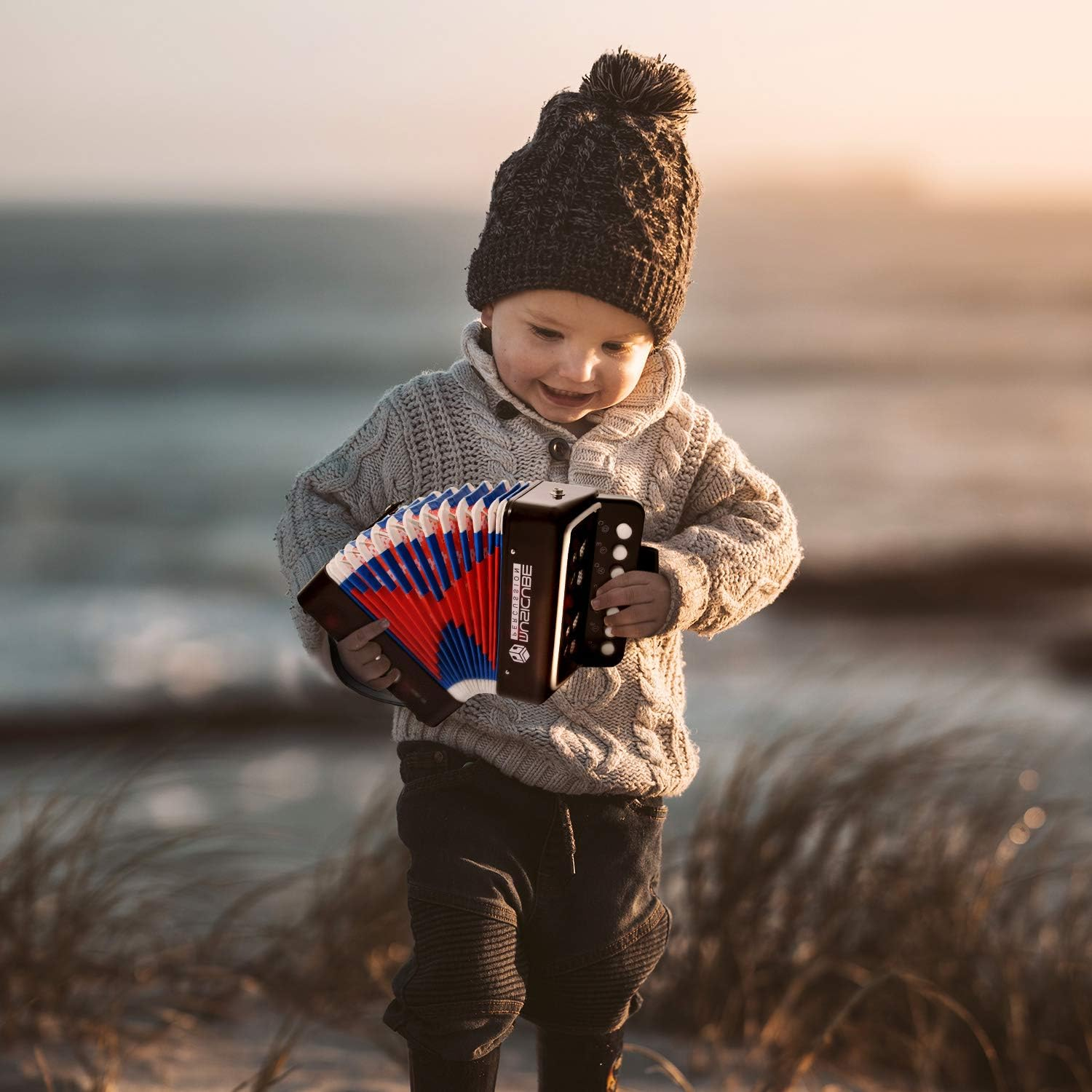 MUSICUBE Kids Accordion Instrument Toys 10 Keys Button Small Accordion for Boys & Girls Educational Musical Instrument Toys Thanksgiving Gift Choice (BLACK) - Purple image number 4