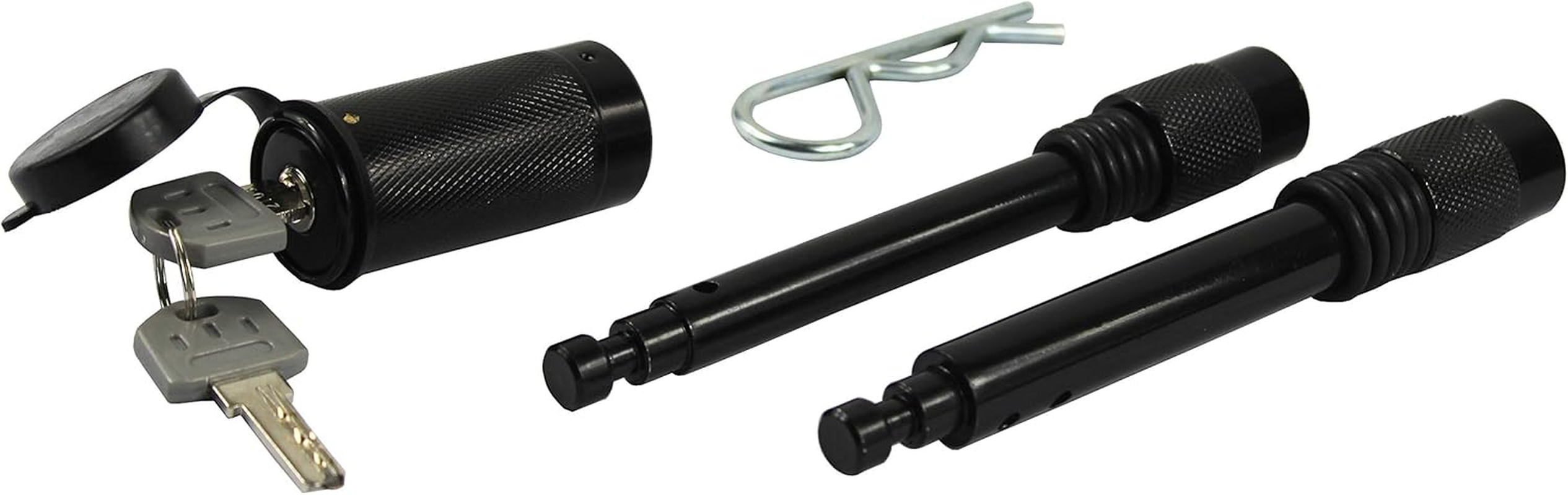 Maxxhaul 50151 Trailer Hitch Lock Pin Set 5/8 and 1/2 Inch with Locking System Anti-Rattle for 1-1/4" and 2" Class I,II,III,IV,V Hitches - Black Finish - Black Electro Paint image number 3