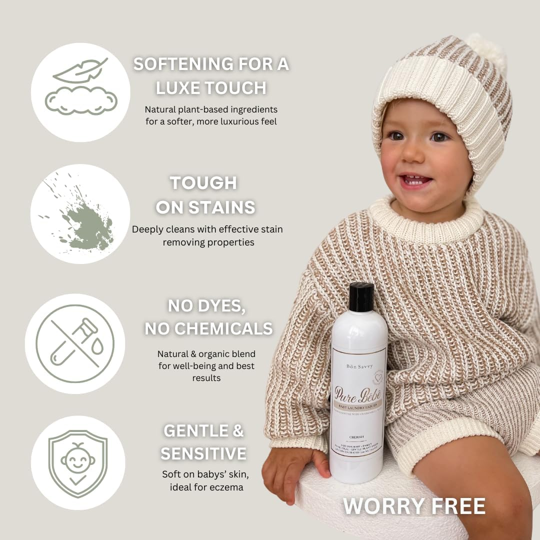 Bon Savvy Pure B&eacute;b&eacute; Baby Laundry Detergent, Premium Clean, Baby Detergent Laundry, Extra Care to Calm & Soothe, Australian Made Baby Laundry Liquid, Luxe Comfort, Chemical Free Concentrated 3X image number 1