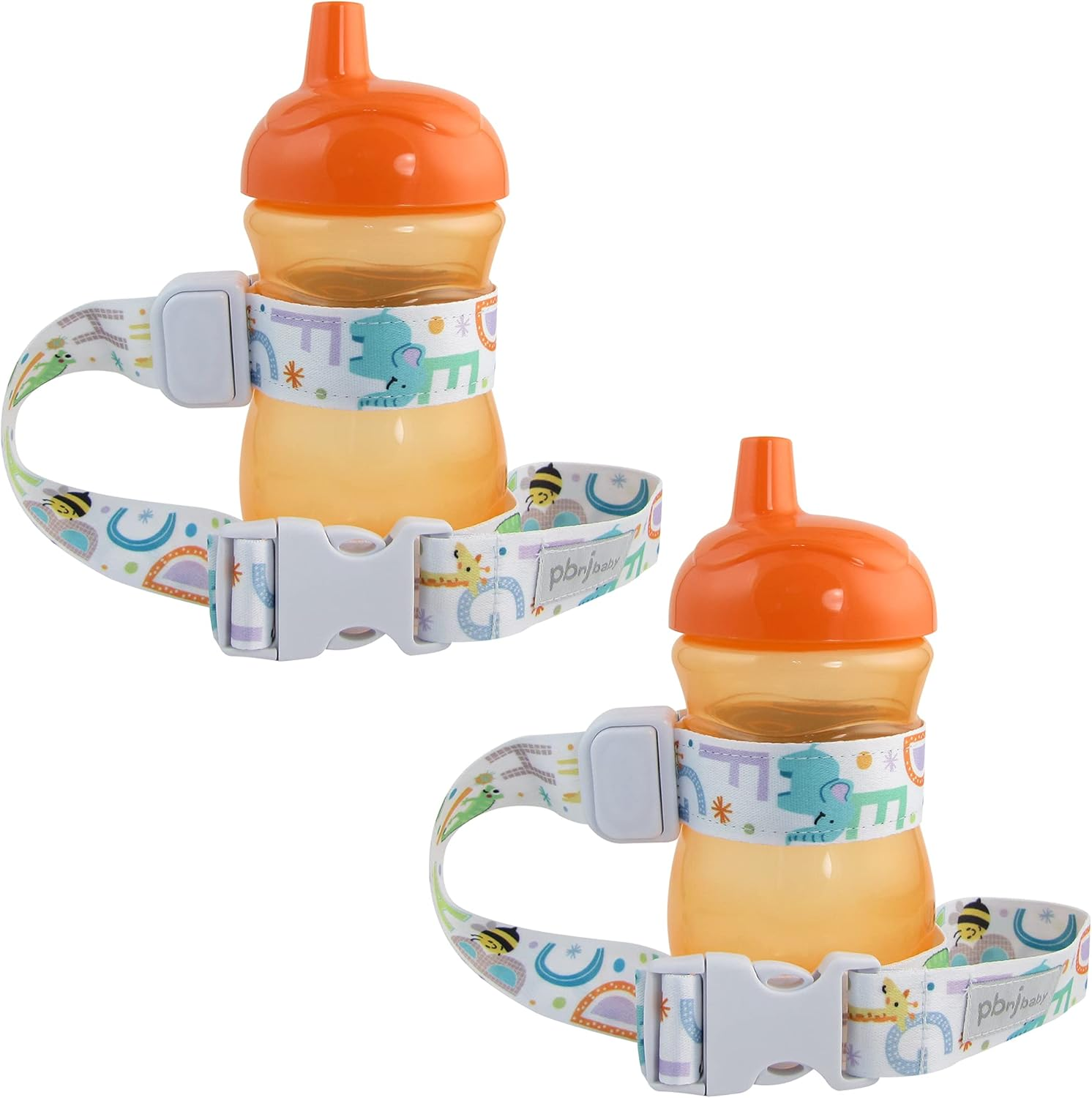 Pbnj Baby Sippypal Sippy Cup Holder Strap Leash Tether (Blk/White Dot 2-Pack)
