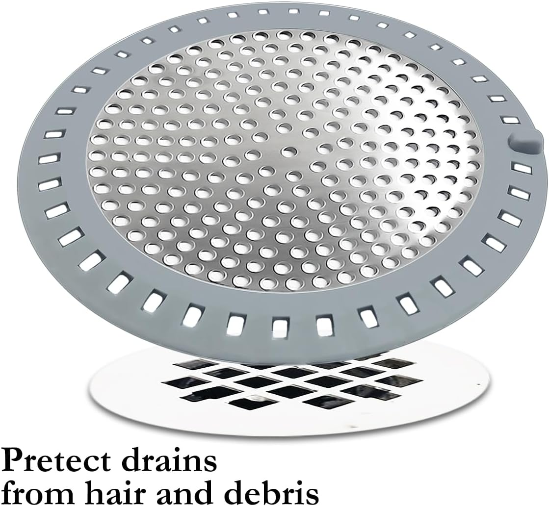 Drain Hair Catcher, Shower Hair Drain Catcher, Shower Drain Cover, Bathtub Drain Strainer, Tub Hair Catcher, Bathroom Sink Strainer Hair Trap Filter, Bathroom Drain Defender, Flat, Round image number 6