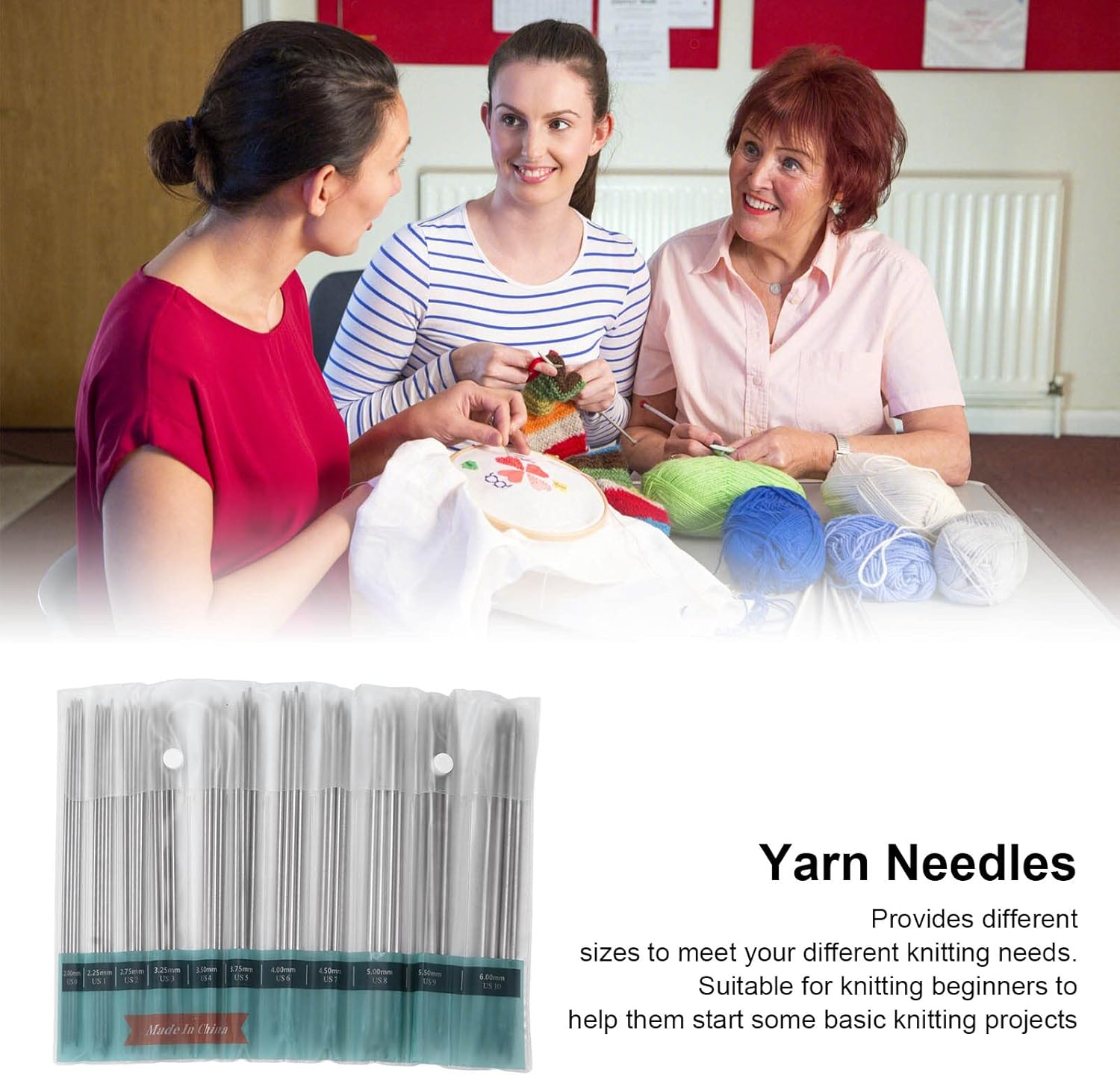 Knitting Needles, Double Pointed 55Pcs Stainless Steel Knitting Kit Household for Gloves for Scarves for Hats for Sweaters image number 2