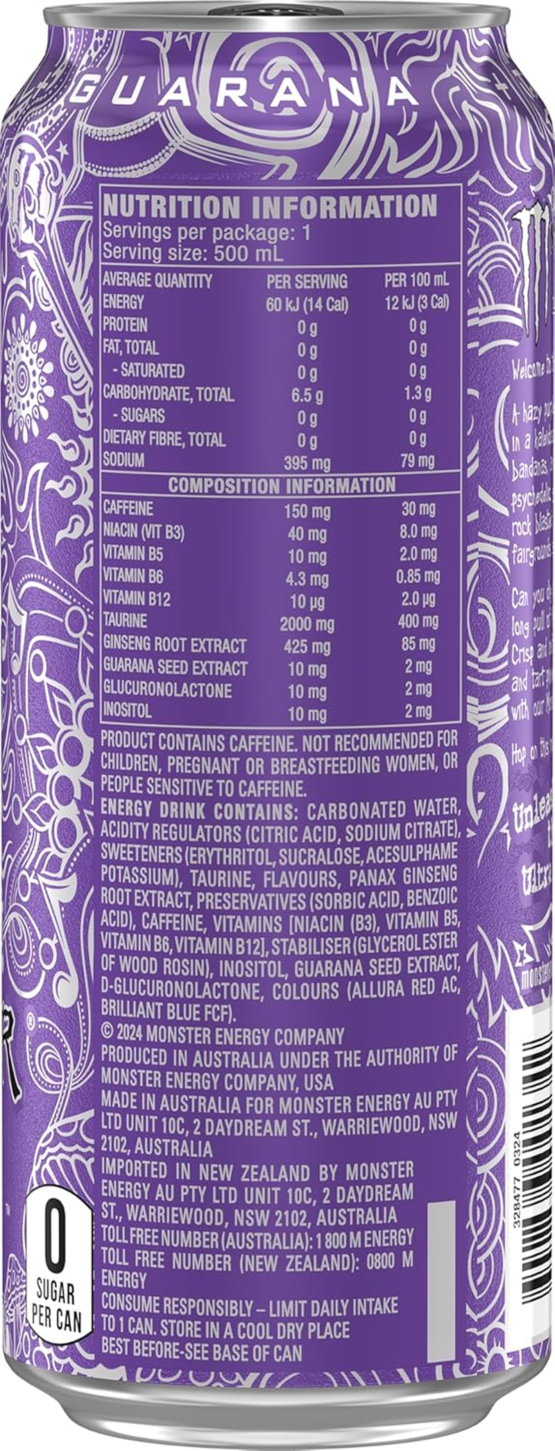 Monster Energy Drink Ultra Violet 24 X 500Ml image number 3