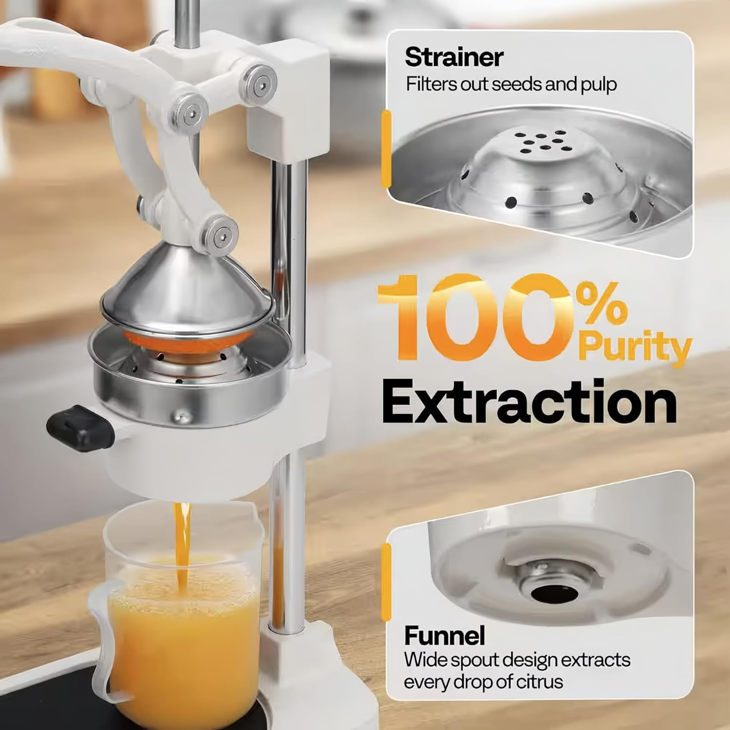 Longfng Heavy Duty Manual Juicer, Metal Hand Press Citrus Juicer Machine, Orange & Lemon Squeezer Fruit Juice Extractor image number 6