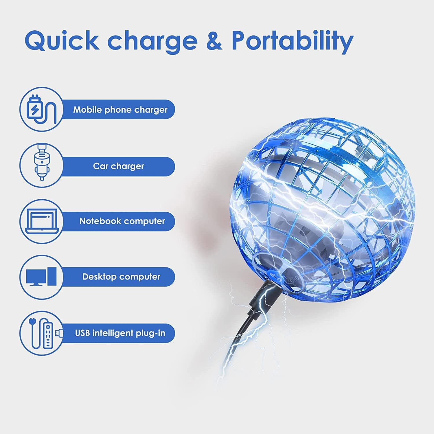 HONBQYCC Flying Ball Toy, 2023 Hover Ball Soaring Nebula, Hand Controlled Boomerang, RGB Light Magic Space UFO, Mini Drone for Kids 6+, Includes Cable, Manual - Red image number 2