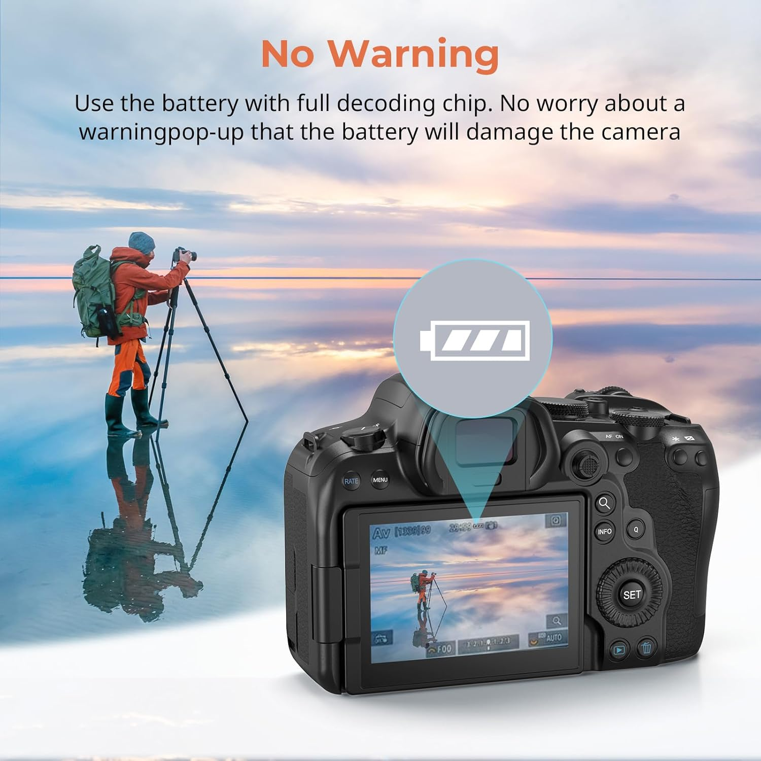 SMALLRIG LP-E6NH 2400Mah USB-C Battery for Canon R5, R6, R7, 2.5H Full Charged Battery for Canon R6 Mark II, R, R5 C, 5D II/III/IV, 6D, 6D II, 7D, 7D II, 60Da, 70D, 80D, 90D, Orange - 4968 image number 4