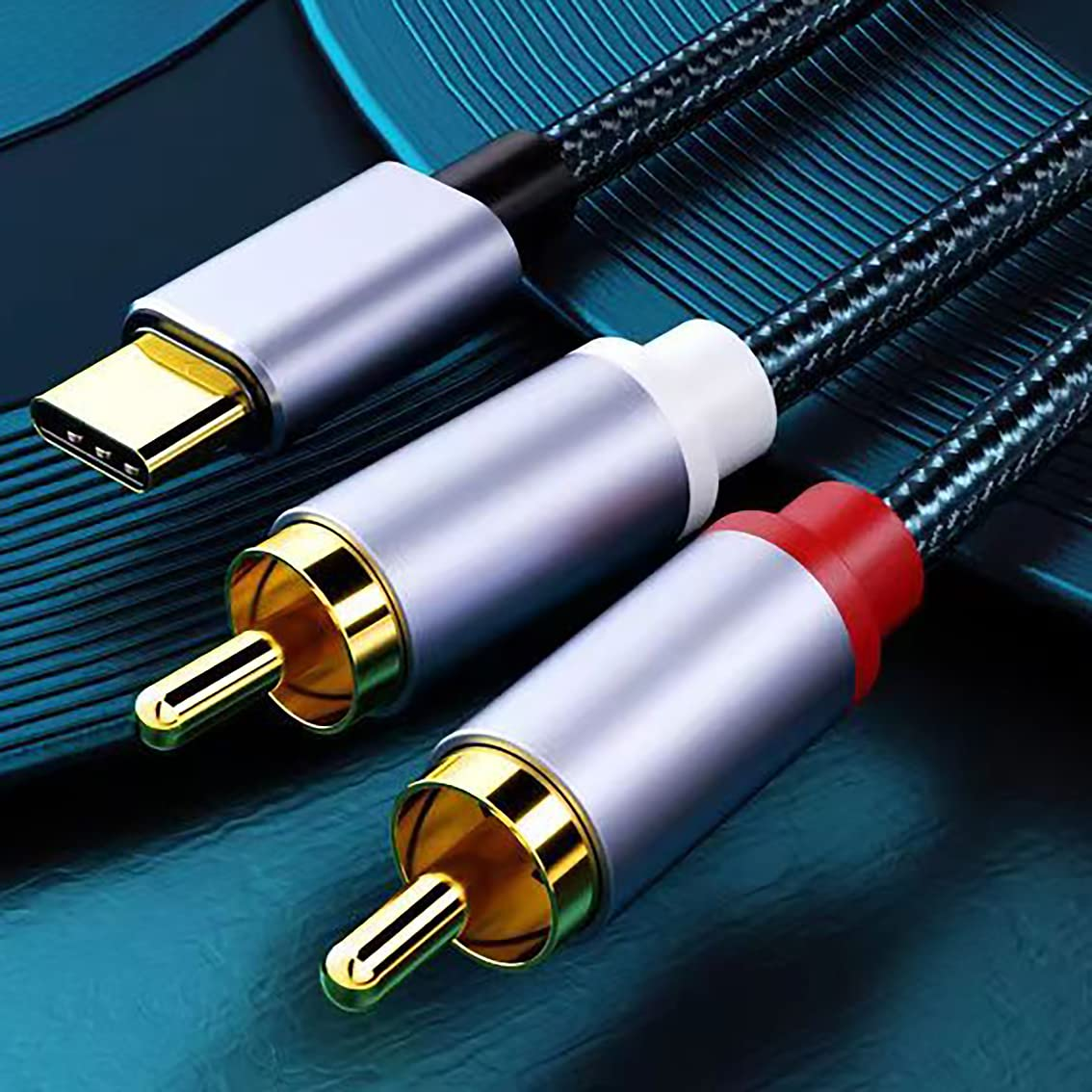 Tunghey USB C to 2 RCA Audio Cable, Type-C to RCA Male to Male Y RCA Splitter, 2RCA Jack USB-C Audio Cable for Phone, Tablet, Home Theater, DVD, Amplifier, Speaker, Car Stereo (5M) - 3M image number 5