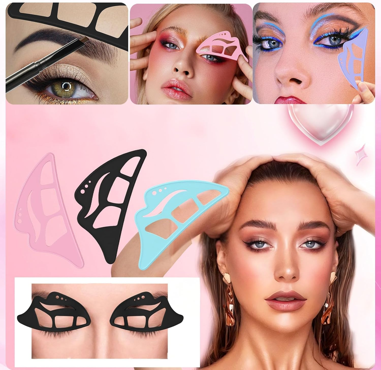 Leeneeneyetour Eyeshadow Tool,5 in 1 New Eyeshadow Assistant Aid Guide Stencils Tool,Professional & Quick Eye Makeup Tool for Women,Beginners (Black) image number 1