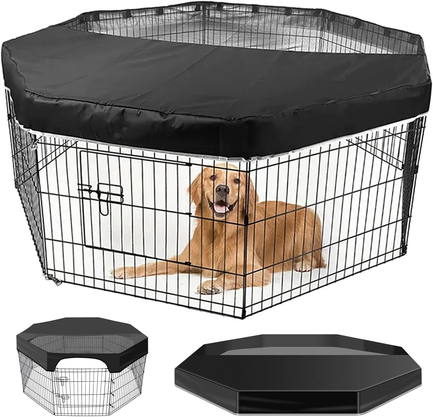 Dog Cage Top Cover 24 Inch Heavy Duty Dog Cage Protective Cover Waterproof Sunproof Pet Kennel Top Cover Breathable Mesh Dog Cage Top Cover for Outdoor Indoor image number 6