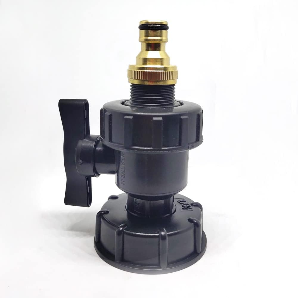IBC Adapter, S60X6 3/4'' Thread Water Tank Outlet Fitting Connector PP Ball Valve for Home Garden (Hozelock) image number 6