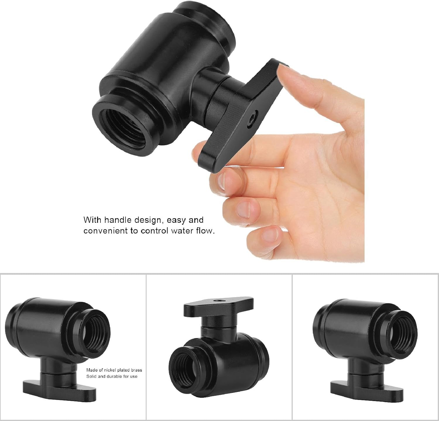 Eosnow Brass Plated G1/4 Female Water Ball Valve with Handle Raccord G1/4 Watercooling with Handle, High Tight Sealing, Precise Thread for Computer Water Cooling System Water Cooling Systems image number 3