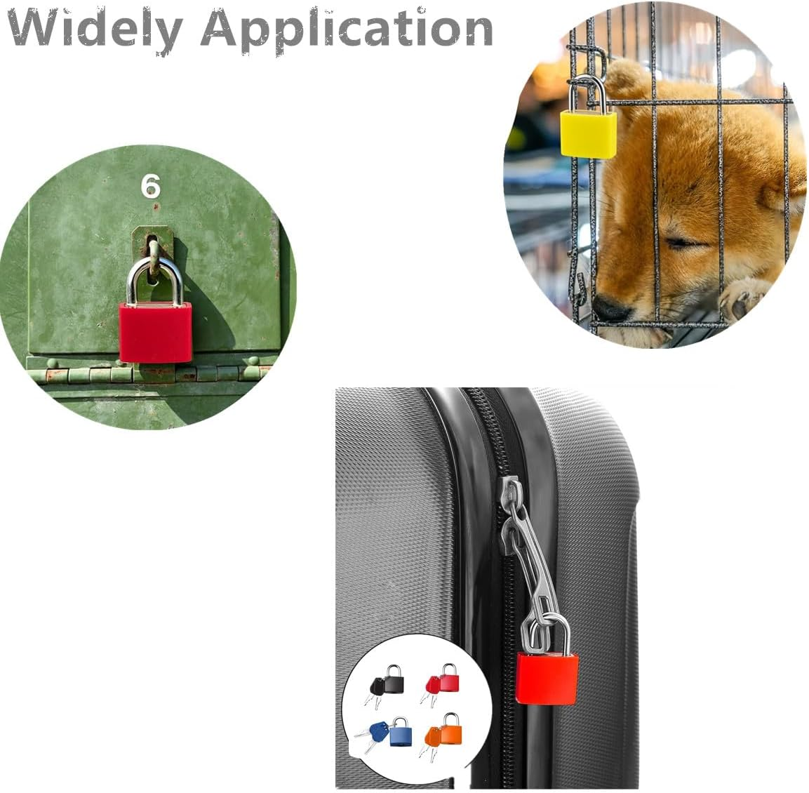 4 Pcs Luggage Locks and Mini Suitcase Travel Locks, Backpack Pad Small Lock Multicolor Padlocks， Locks with Keys for Luggage Bags,Suitcase,Lockers,Laptop Bag,Toolbox Lockerlock image number 6