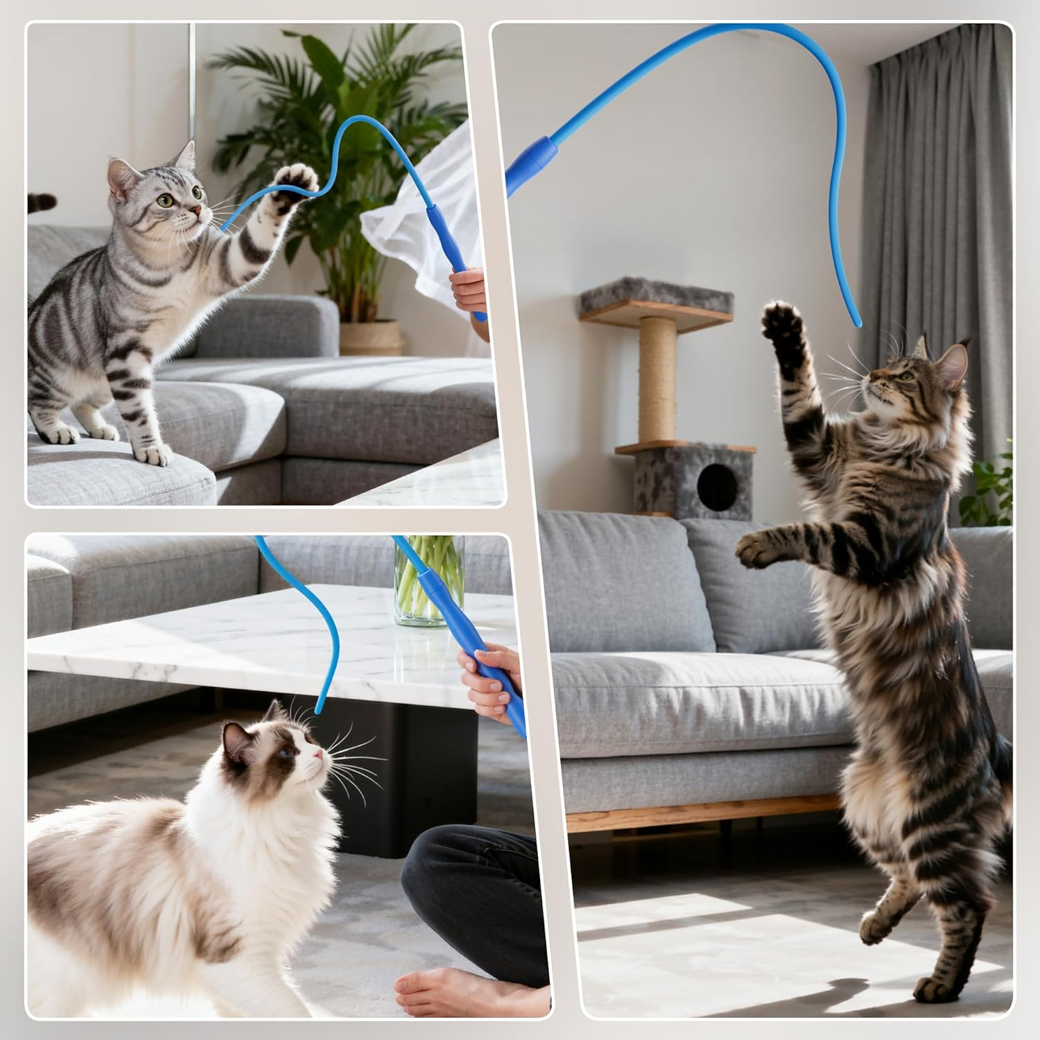 Casfuy Innovative Ultra Light Durable Tail Silicone Teaser Wand Cat Toy image number 1