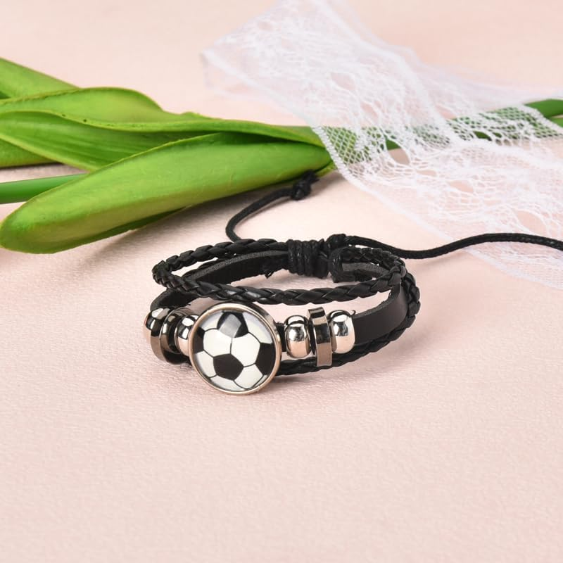 Sisadodo Soccer Basketball Bracelet for Son Daughter Graduation Birthday Gifts for Grandson Granddaughter Rugby Leather Bracelets