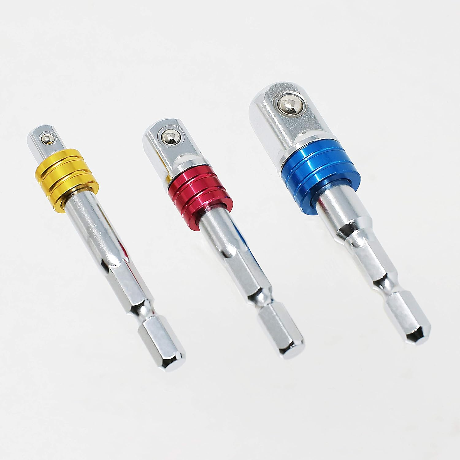 SUNDRY SAS-3 Socket Adapter for Hex Shafts, Set of 3, Hex Shaft to Drive Angle 1/4", 3/8", 1/2"