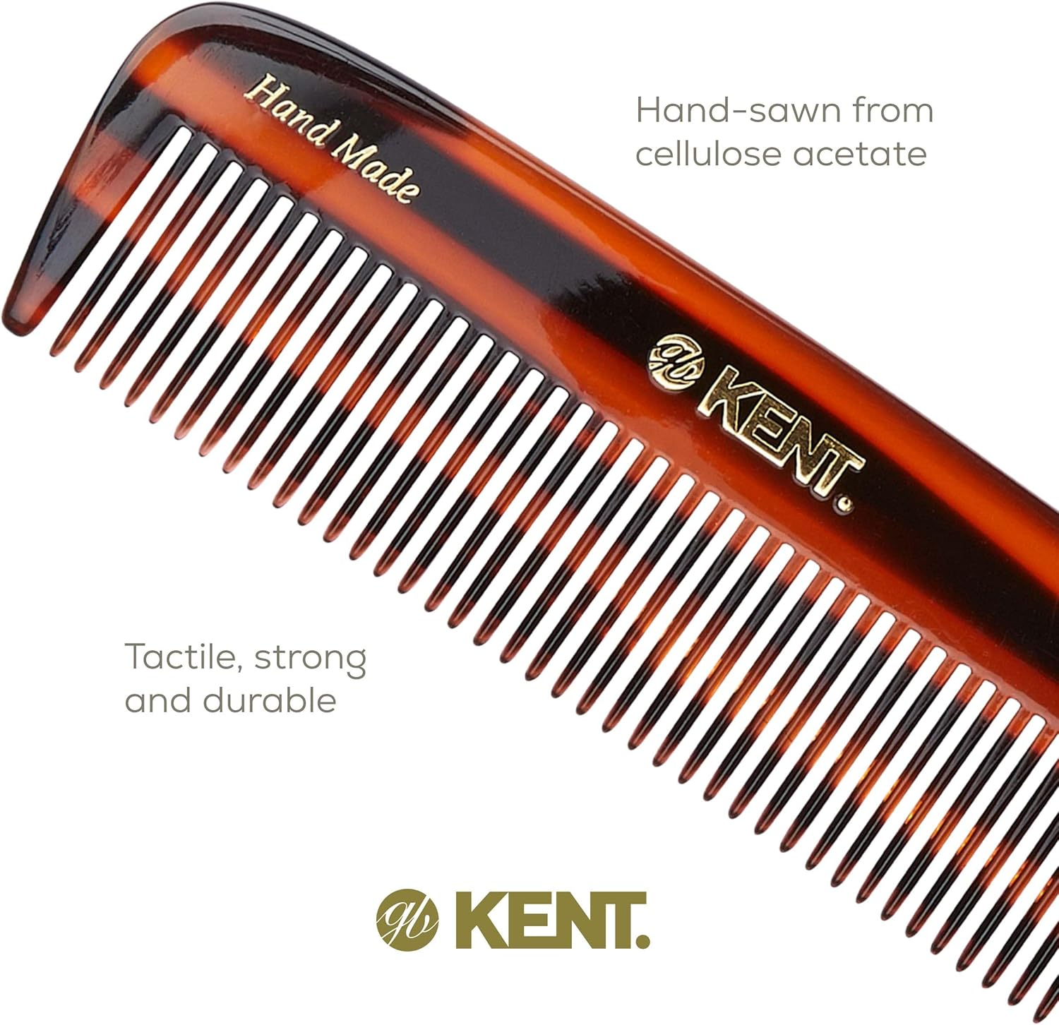 Kent 12T Wide Tooth Detangling Comb - 5.5" Handmade Pocket Comb for Thick, Curly, and Wavy Hair, Large Tooth Grooming for Hair, Beard, and Mustache - Saw-Cut and Hand Polished image number 3