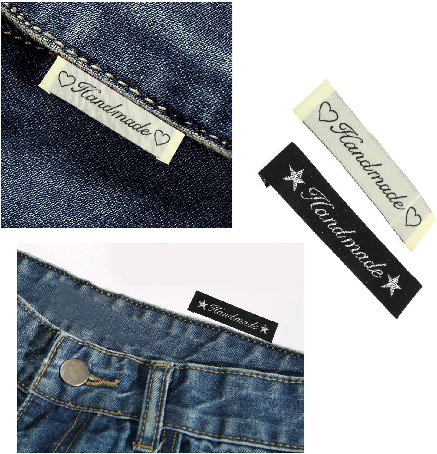 VGOL 200PCS Handmade Fabric Labels Garment Tags Sewing Clothes Textile Labels Handmade Clothing Decoration Accessories 60X15Mm image number 4