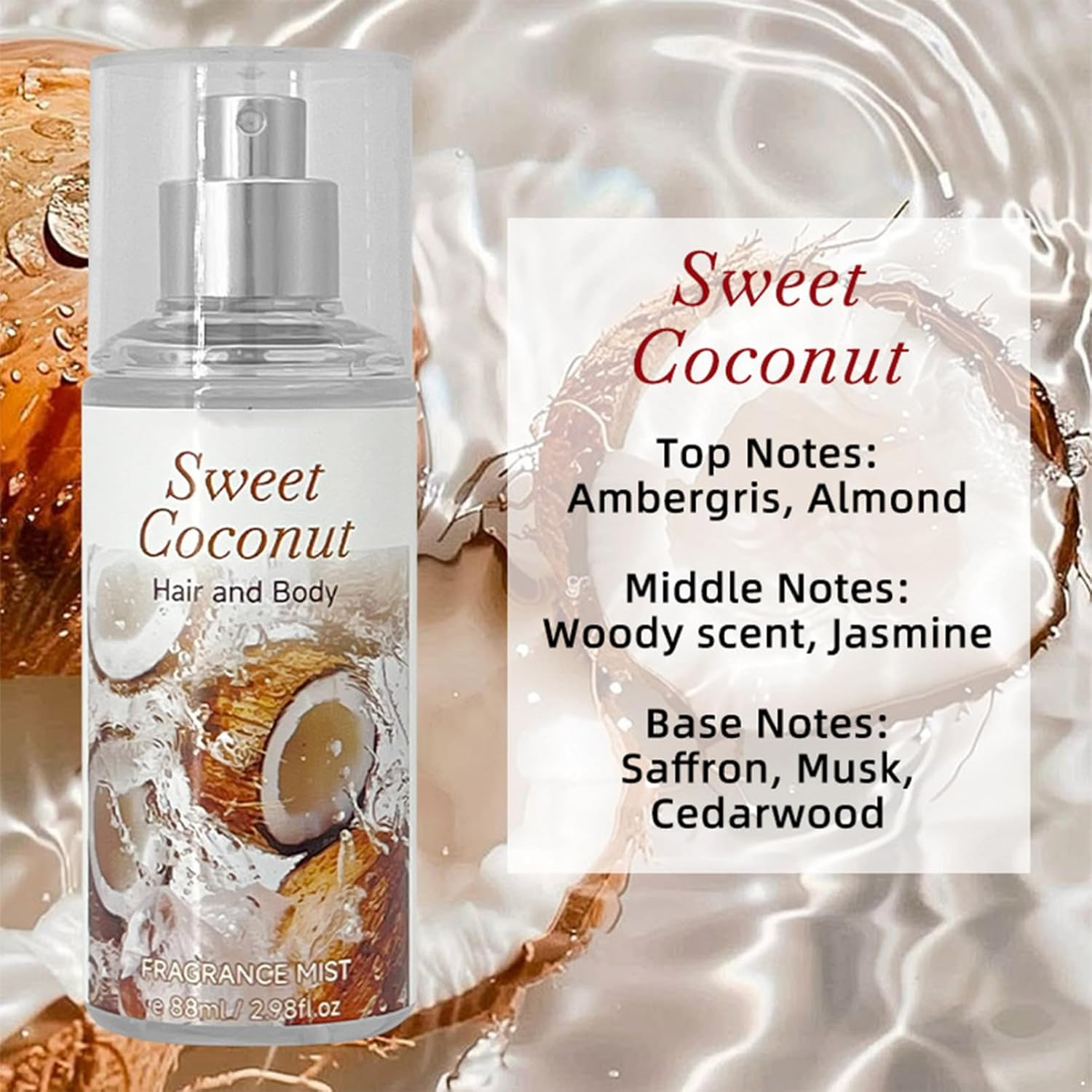 Aislor Daily Fragrance Mist for Women Alcohol Free Perfume Spray Long Lasting Fresh and Elegant Scent for Work or Evening Sweet Coconut One Size