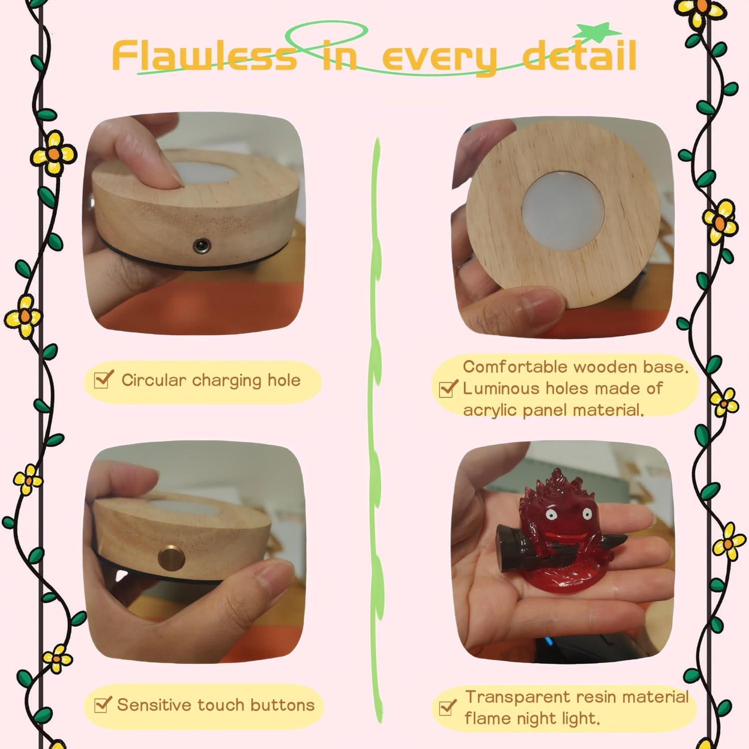 ORALEAF Calcifer Night Light with Remote Control - Multi-Color Adjustable LED Lamp Statue Inspired by Howl'S Moving Castle image number 6