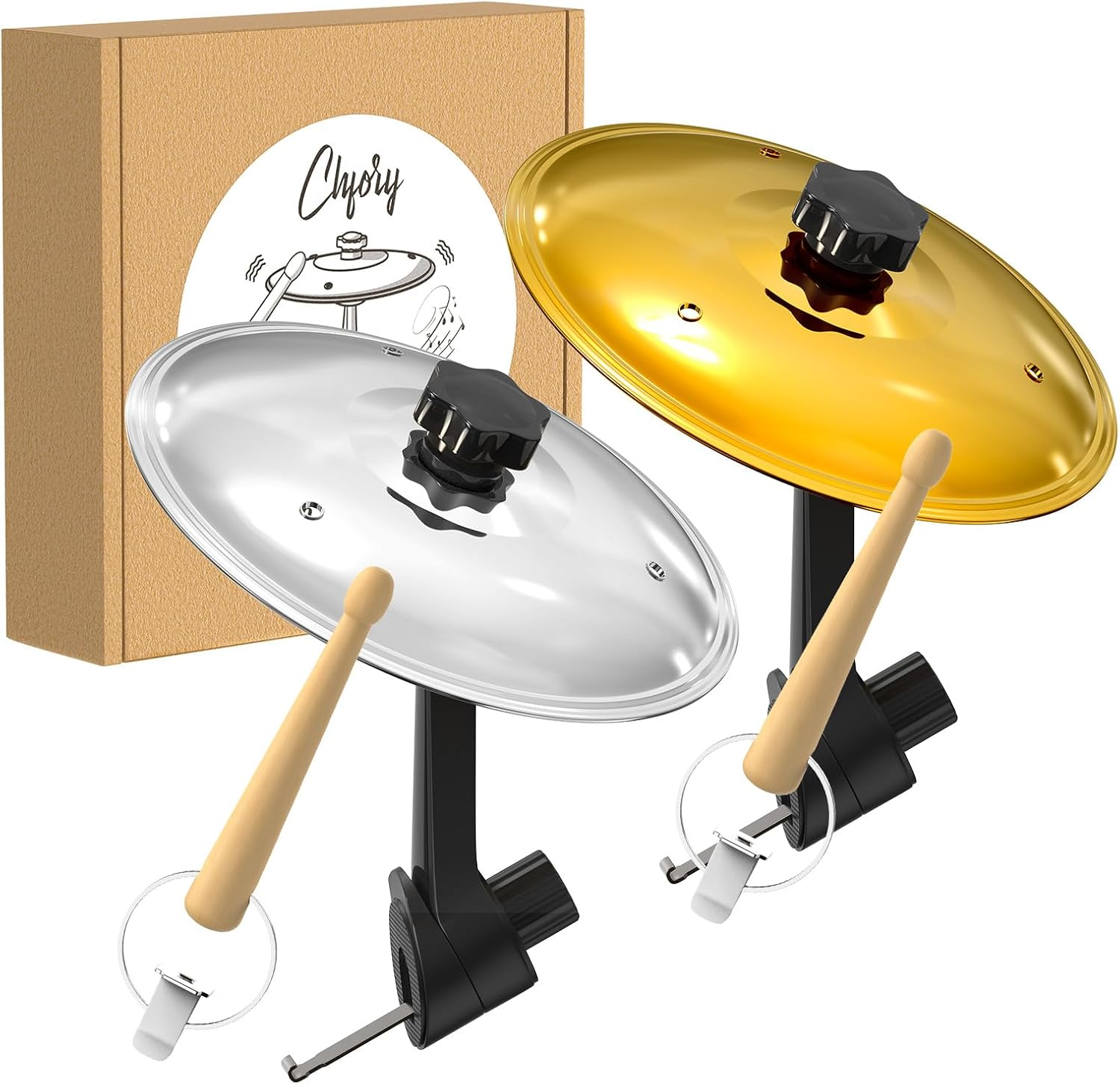 Car Cymbal Air Vent, Mini Drum Crash Cymbal Set with Mini Drum Stick, Funny Musical Instruments Gadget for Drummer Music Lovers Gift, Compact Durable Car Accessory for Most Vehicles(Silver)