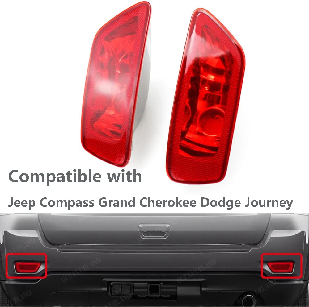 MACHSWON Car Rear Bumper Fog Lamp Reflector Lights Left & Right Fit for Jeep Compass Grand Cherokee 2011-2017 Compatible with Dodge Journey 2012-2018 57010716AC 57010716AB; 57010717AC 57010717AB
