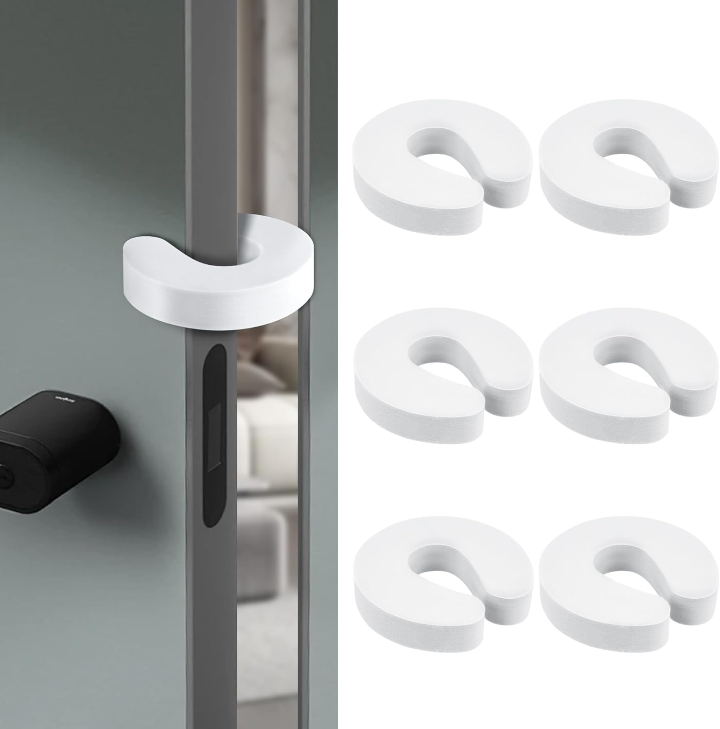 6 Pack Door Finger Pinch Guard, anti Door Slam Stopper, Cat Toddler Door Stopper, Foam Baby Child Proof Door Stopper, Baby Proofing Doors to Keep Door Open Stop Door from Slamming image number 2