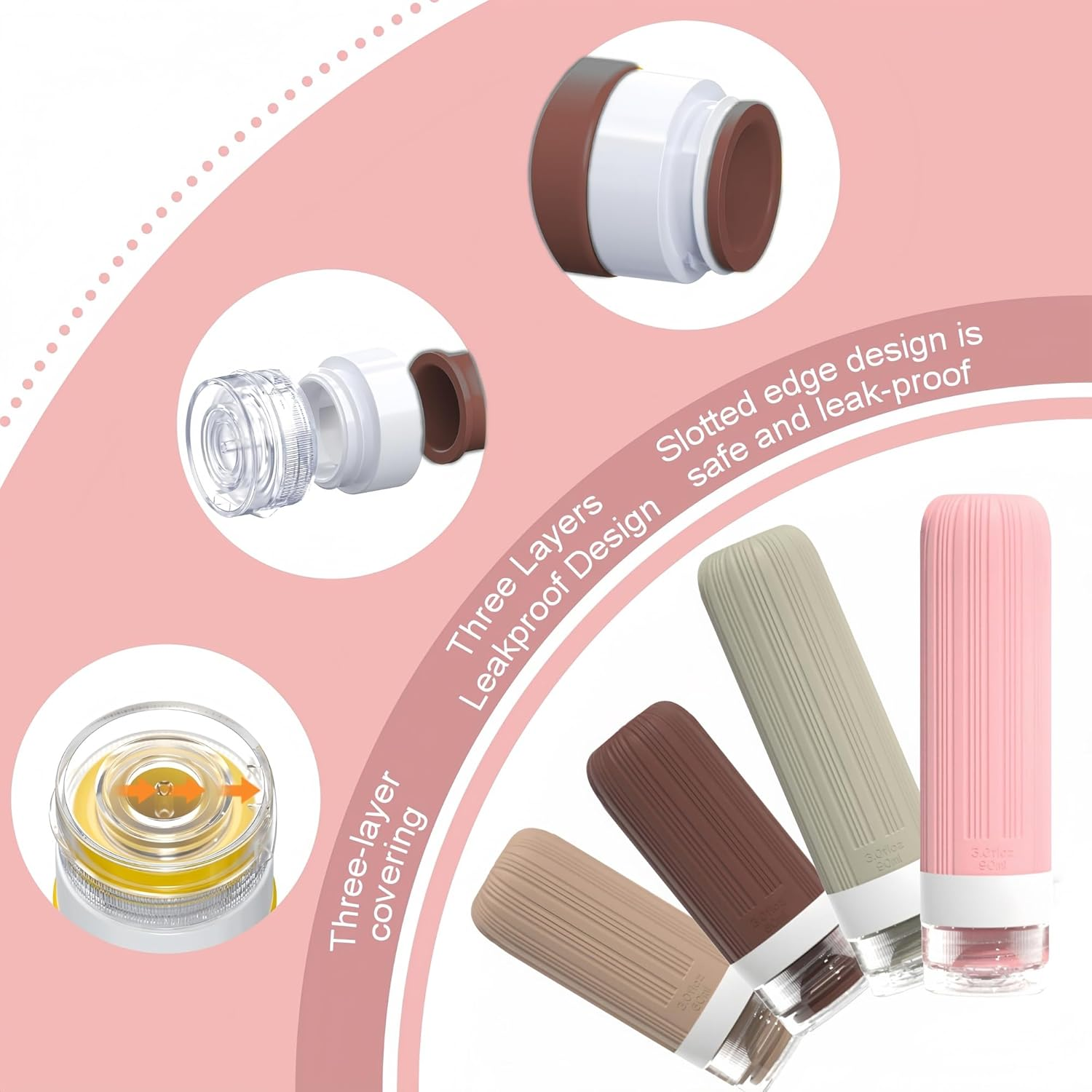 Longfng 19 Pack Travel Bottles Set, Silicone Toiletry Bottles, Sunscreen Applicator & Refillable Perfume Spray Bottles, TSA Approved, Leak Proof Travel Accessories for Shampoo, Lotion, Perfume image number 3