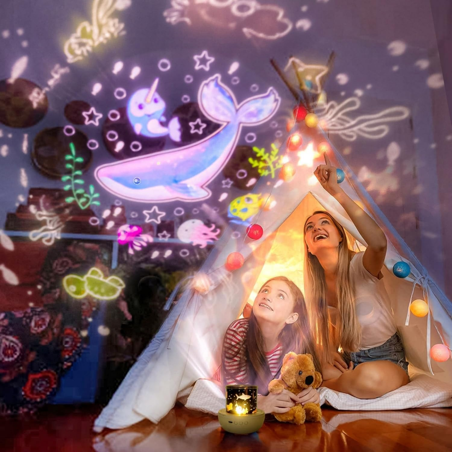 Kids Star Night Light Projector &ndash; 21 Slide Themes with 360&deg; Rotation & Modes Crown-Shaped Galaxy Light for Boys & Girls Birthday, Christmas, Easter& Room Decor (21 Lighting Effects) image number 2