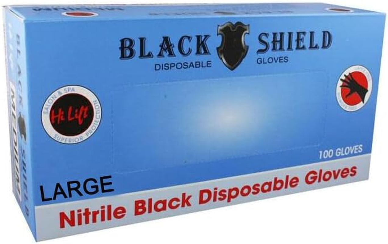 Hi Lift Nitrile Disposable Gloves 100 Pieces, Black, Large, 100 Count image number 2