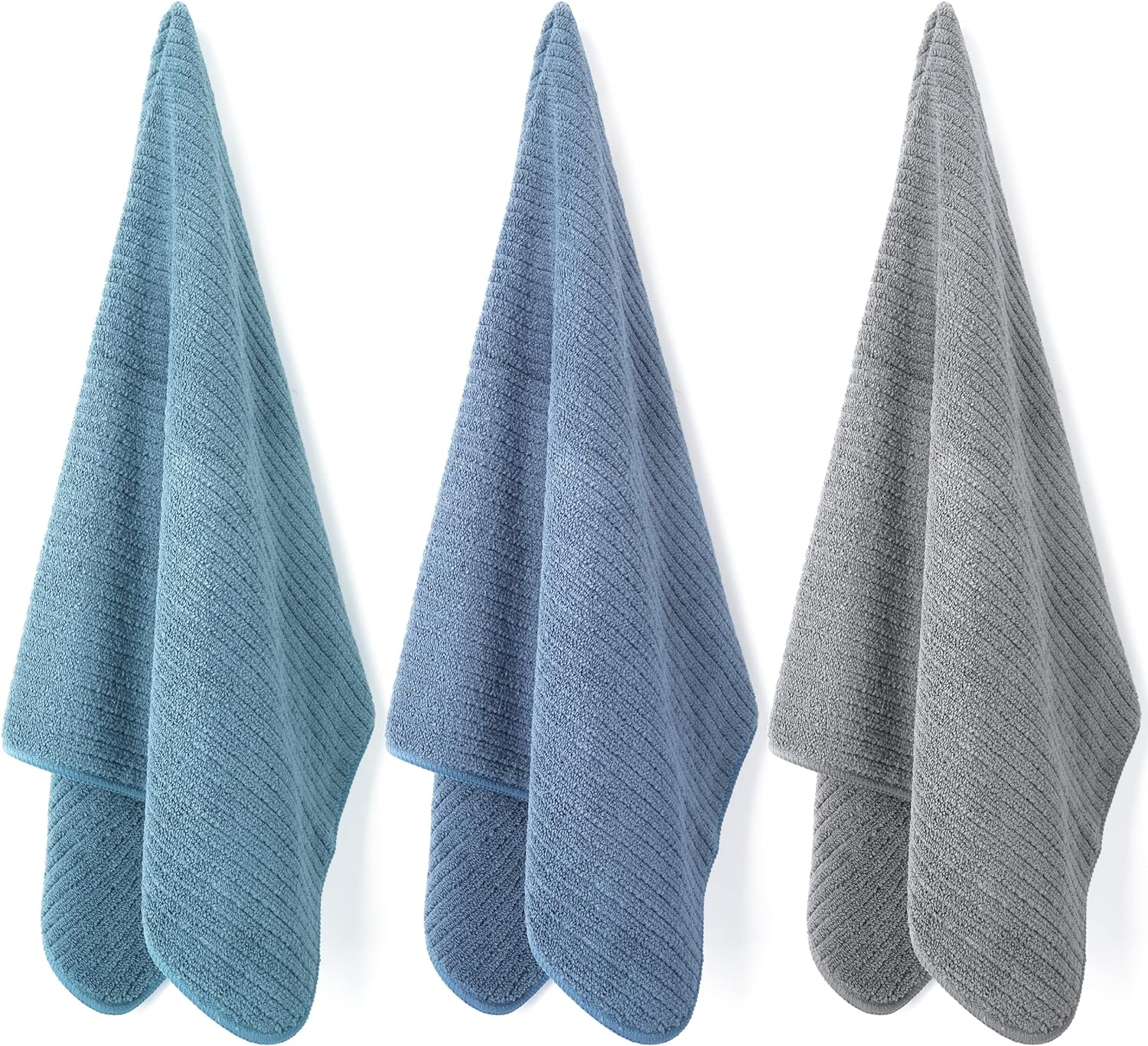 Polyte Premium Microfibre All-Purpose Ribbed Terry Kitchen Dish and Hand Towel (Blue, Gray, Teal, 40X71 Cm) 12 Pack image number 2