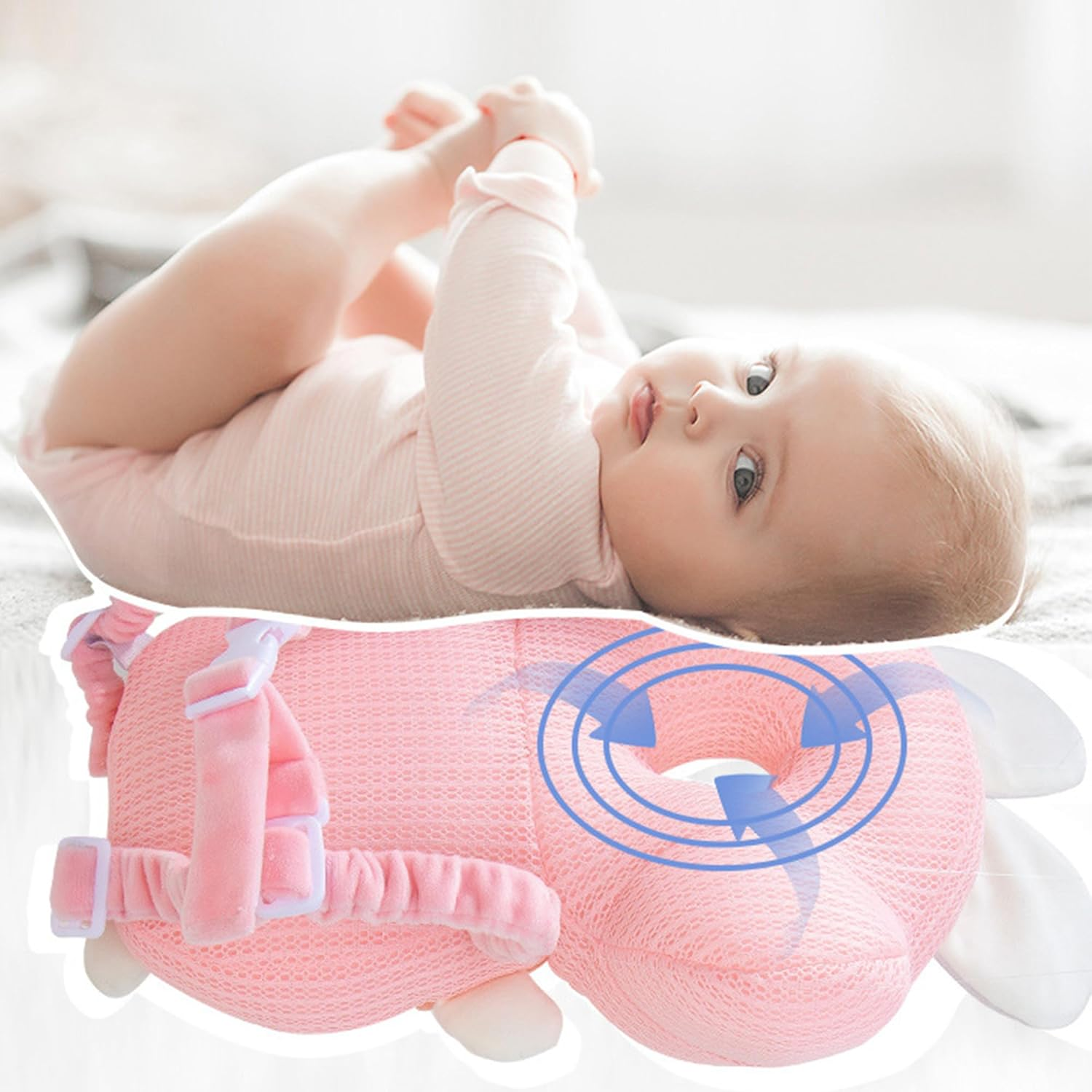 Baby Head Protector Backpack,Head Protection Safety,Anti-Collision Head-Protecting Back Pillow,Anti-Fall Hat for Toddler,Blue (A Seal) image number 5