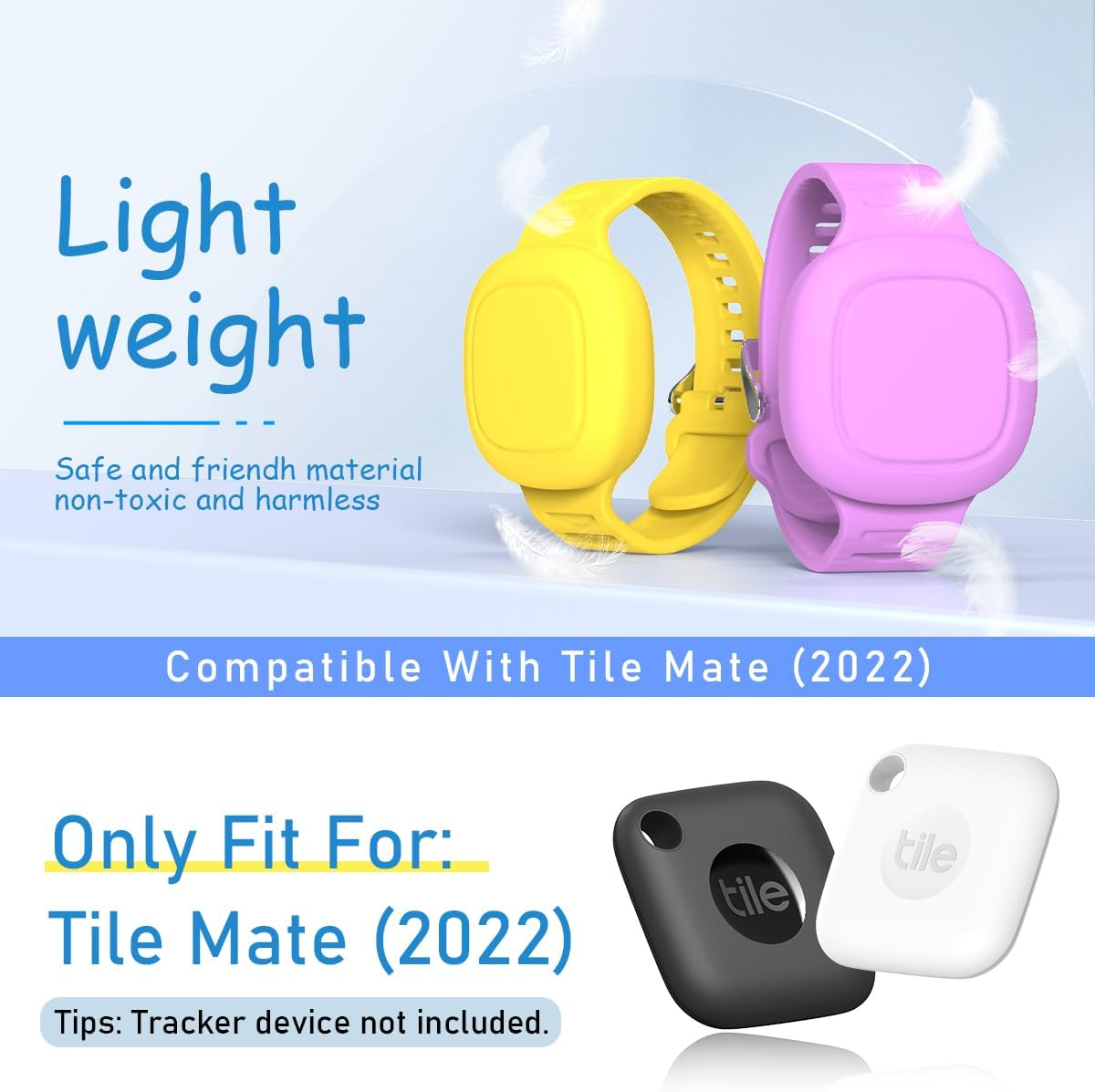 [2 Pack] Silicone Case for Tile Mate Waterproof, Kids Wristband Tile Mate Holder Case Cover Compatible with Tile Mate (2022), Adjustable Hidden Tile Mate Bracelet for Kids/Teen/Elderly, 2Pack-(Purple+ image number 3