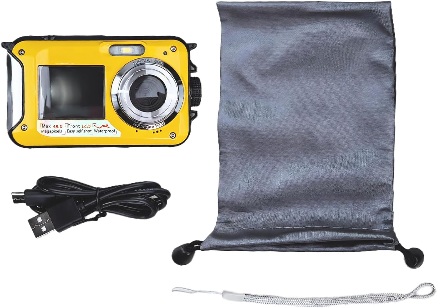 Underwater Digital Camera, 2.7K 48MP Dual-Screen Selfie Waterproof Camera 16X Digital Zoom Compact Camera for Snorkeling (Red)