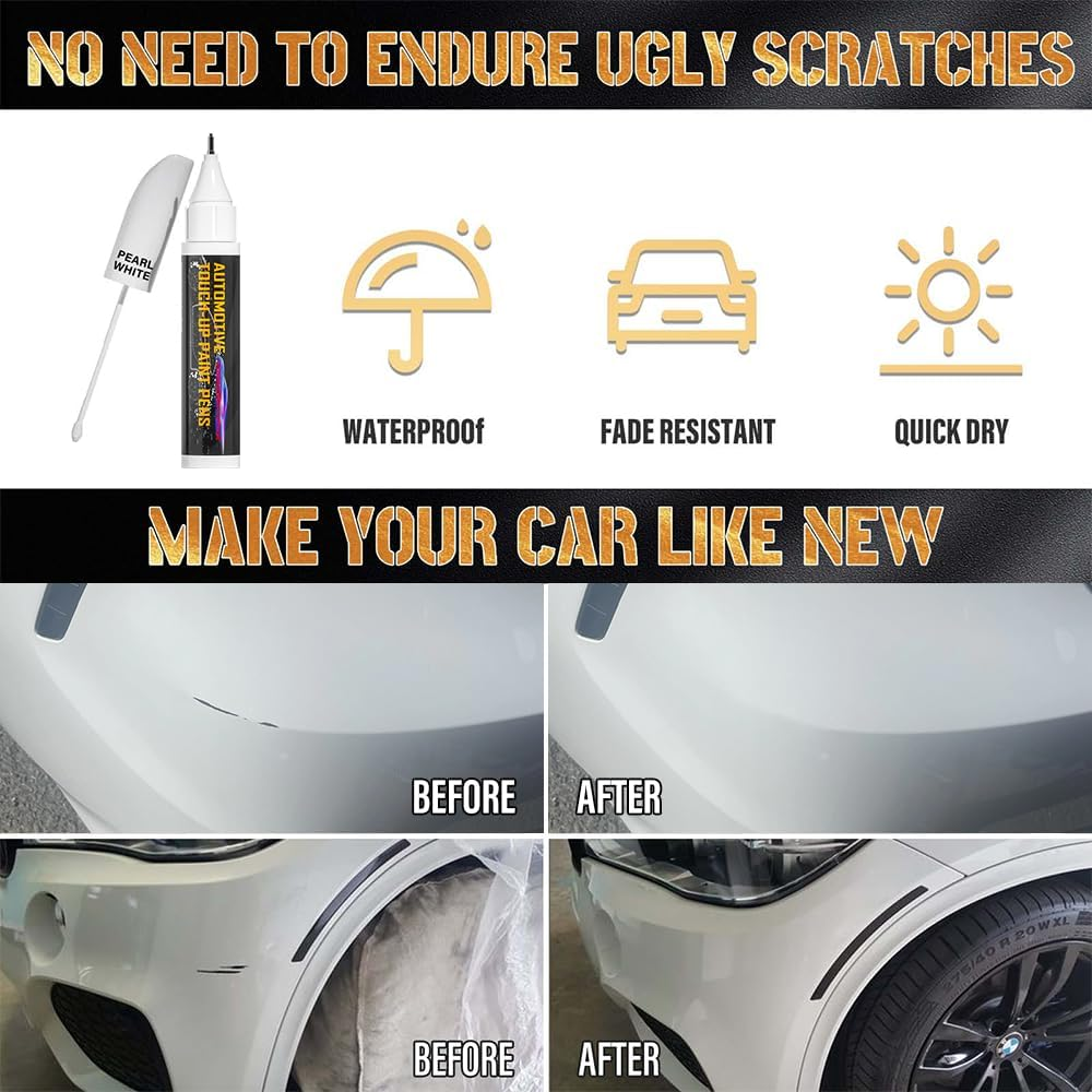 Pearl White Auto Touch up Paint Pen, Two-In-One Scratch Repair and Remover for Deep Damages, Special-Purpose Car Paint image number 1