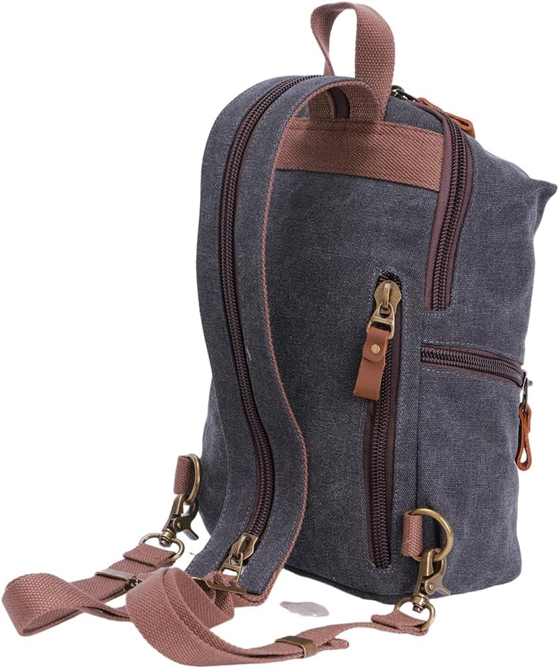 Black Canvas Leather Multi-Function Gear - Crossbody Backpack/Shoulder Casual Daypack/Rucksack for Cycling Hiking Travel | Water-Resistant | 35X27X12Cm Unisex image number 5