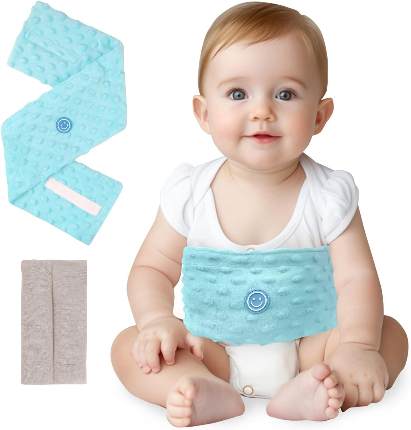 Comfheat Colic and Gas Relief for Newborns and Infants, Flaxseed Heated Tummy Wrap, Baby Swaddling Belt with Soothing Warmth, Natural Relief for Upset Stomach in Babies Toddlers, 0-3 Years (Blue) image number 4