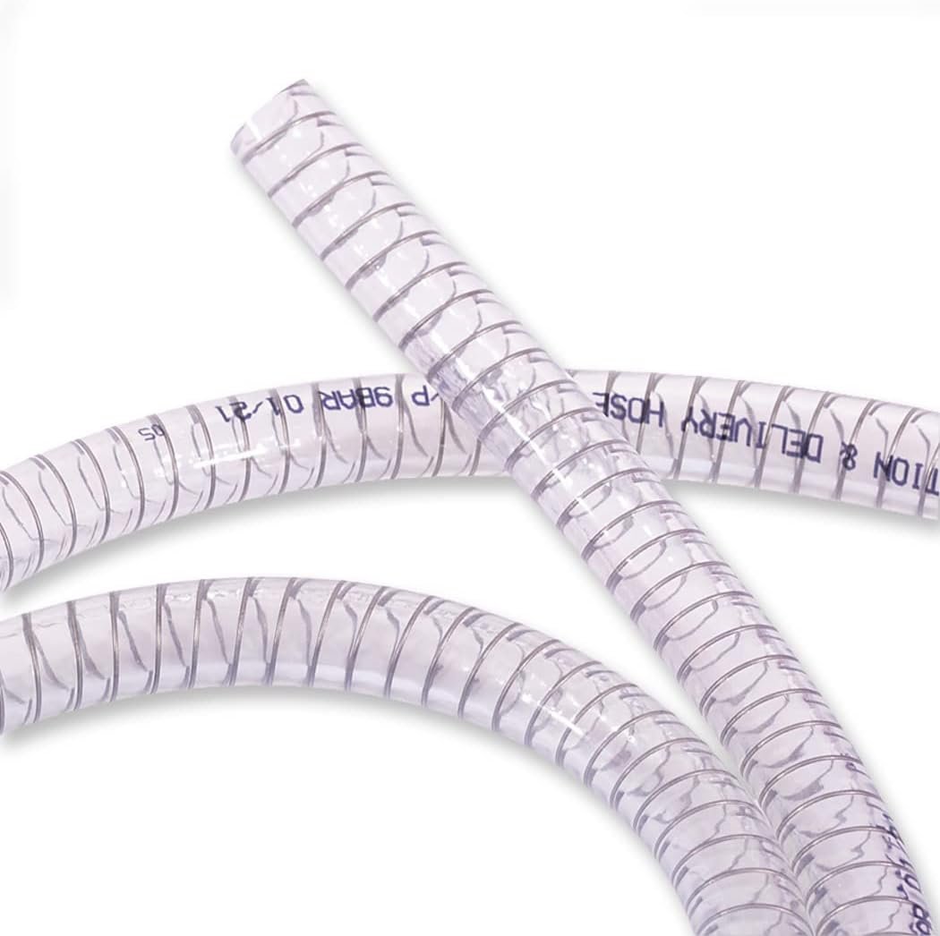 DAVCO 5/8" ID - 10 Ft Steel Wire Reinforced Vinyl Tubing Flexible Clear Plastic Heavy Duty PVC Hose for Dust Collection image number 2
